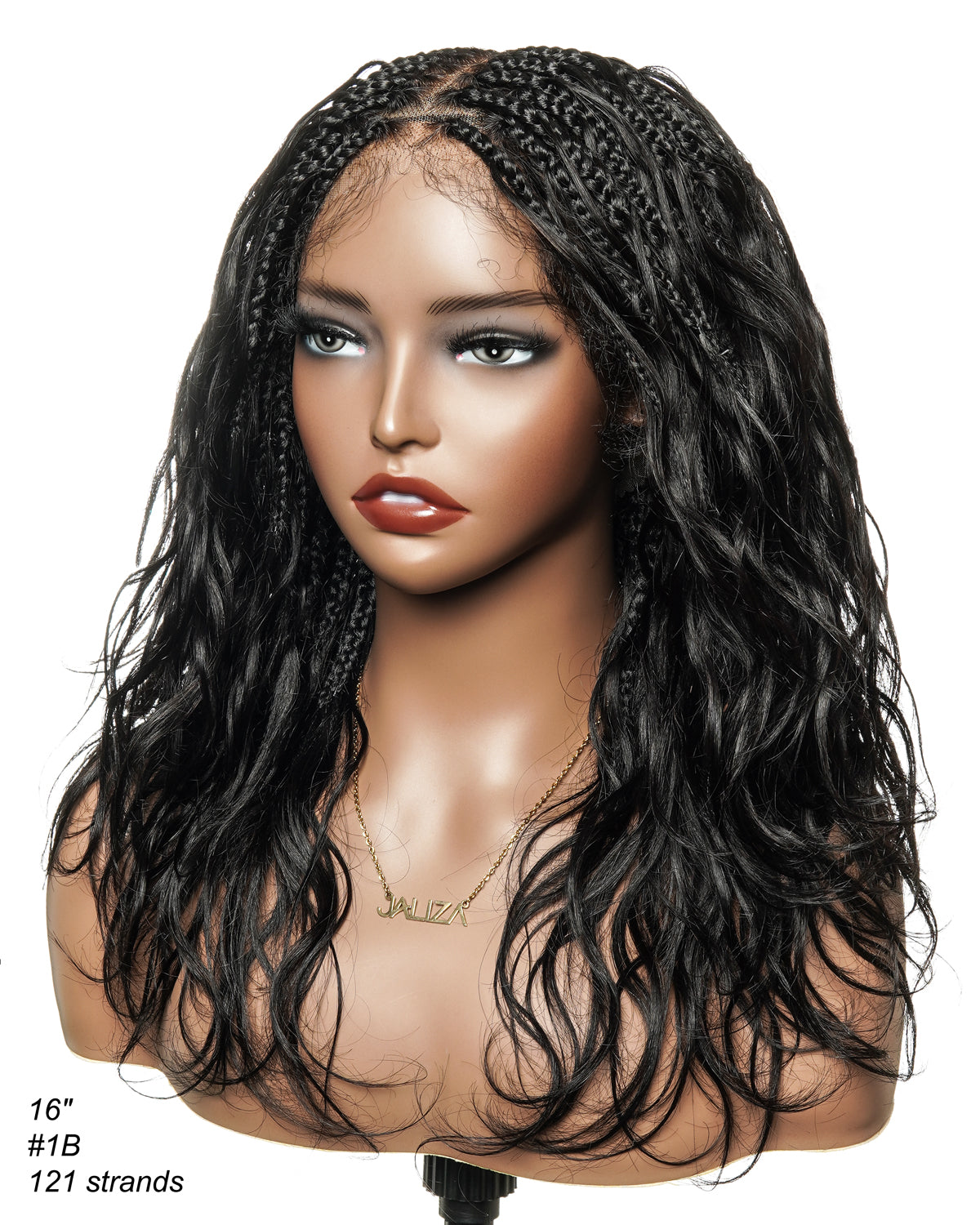 Michelle - Braided Wig Bora Bora Human Hair Body Wave Pre Bleached HD Full Lace Boho Box Braids