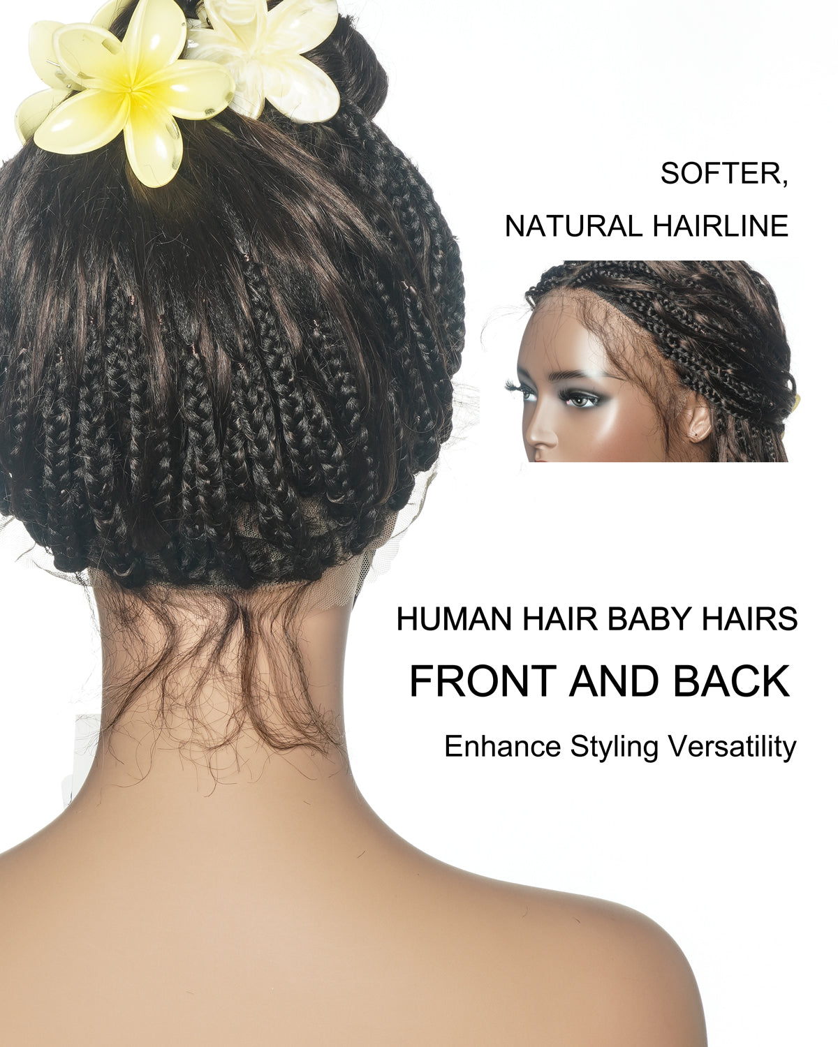 Michelle 16"-26" #4 Human Hair Body Wave Pre Bleached HD Full Lace Braided Wig