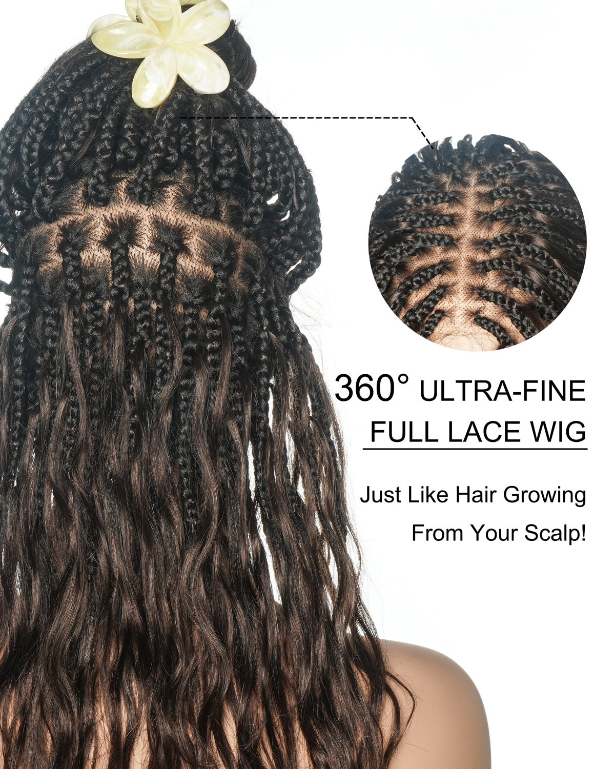 Michelle 16"-26" #4 Human Hair Body Wave Pre Bleached HD Full Lace Braided Wig