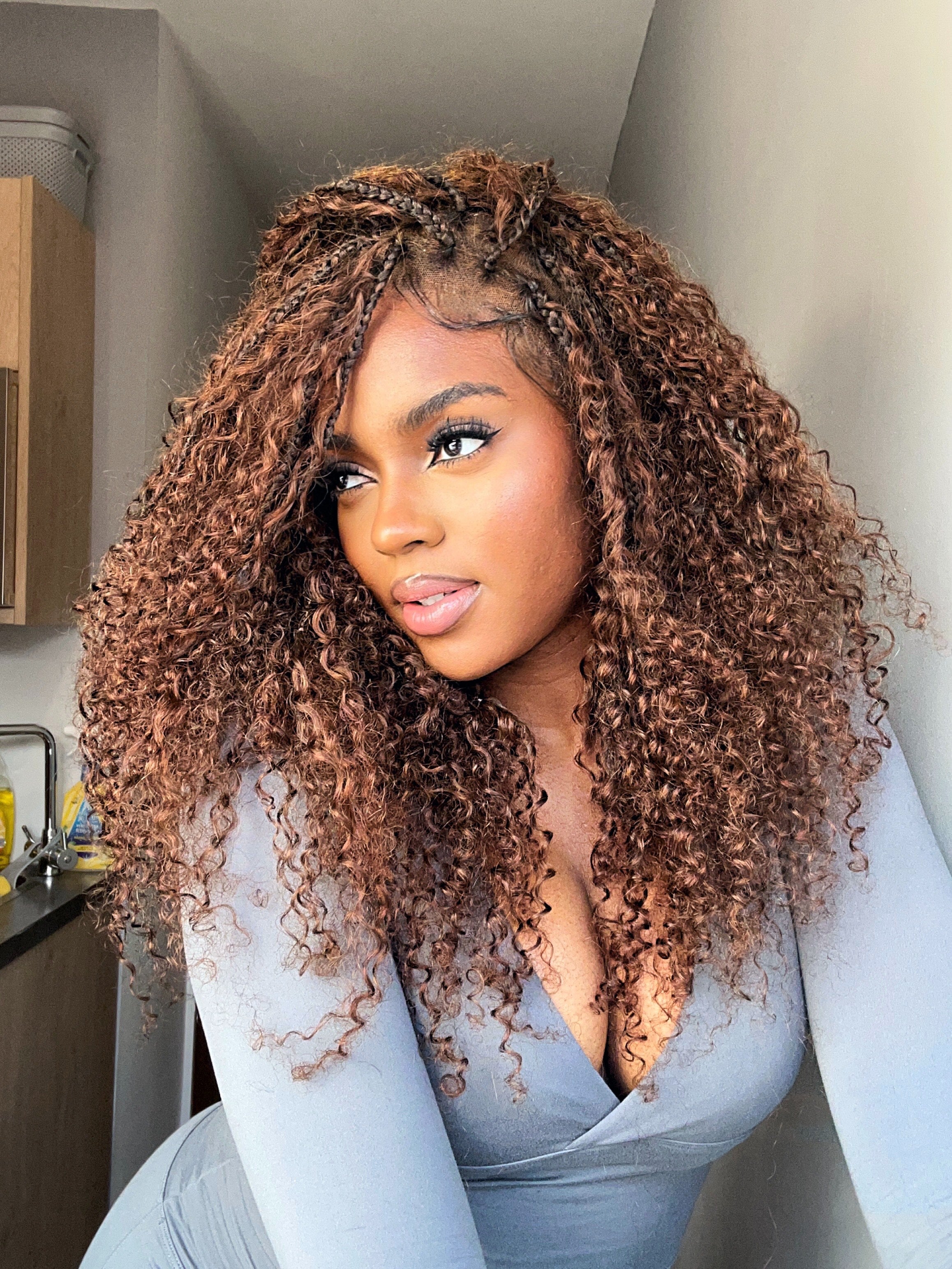 Lulu - Small Head Friendly Curly Boho Braided Wig (Small Cap Size for Petite Head)