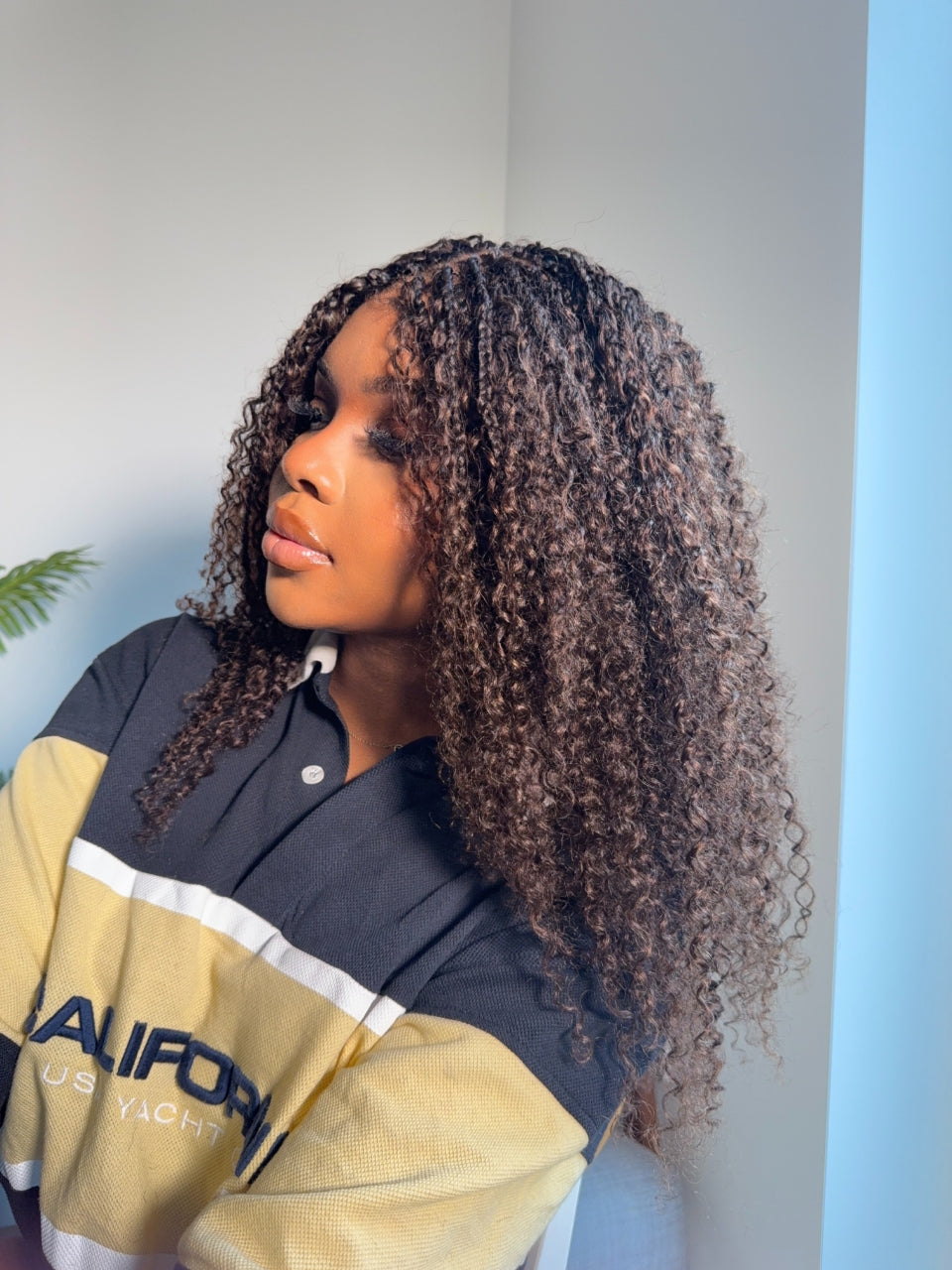 Lulu - Bora Bora Pre Bleached Swiss HD Full Lace Human Hair Curly Wave Boho Box Braided Wig