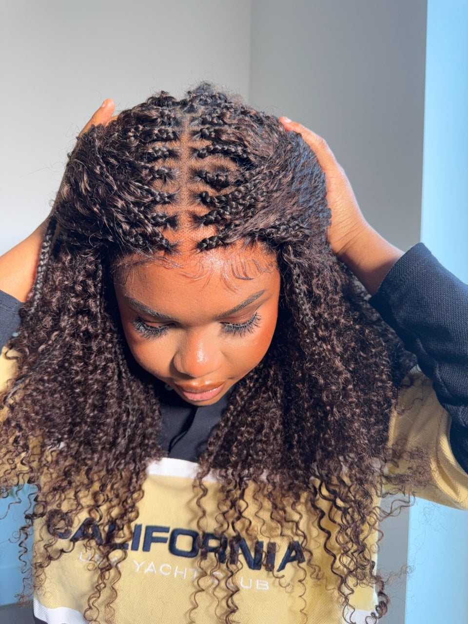 Lulu - Bora Bora Pre Bleached Swiss HD Full Lace Human Hair Curly Wave Boho Box Braided Wig