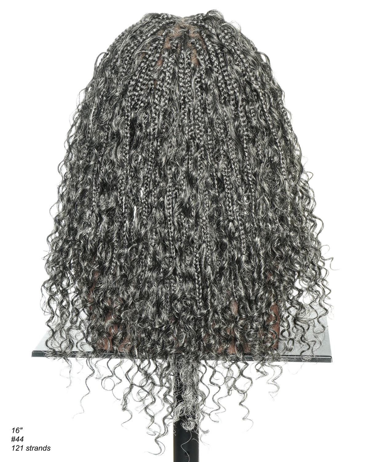 18" Water Wave Salt & Pepper Swiss HD Full Lace Braided Wig