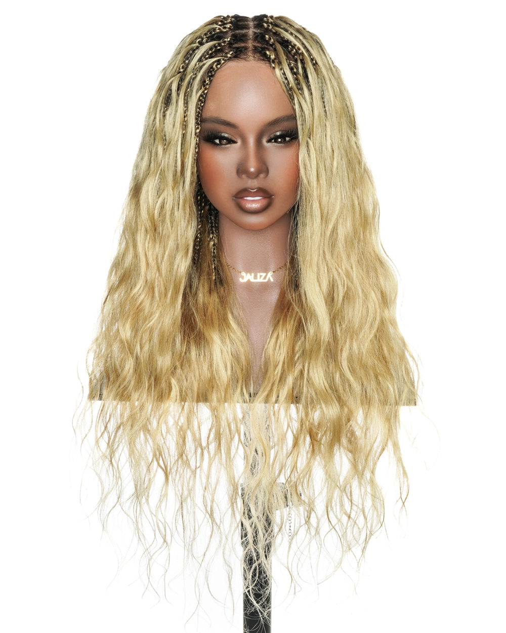 Michelle Salon-Style Honey Blond Glueless Boho Box Braided Wig