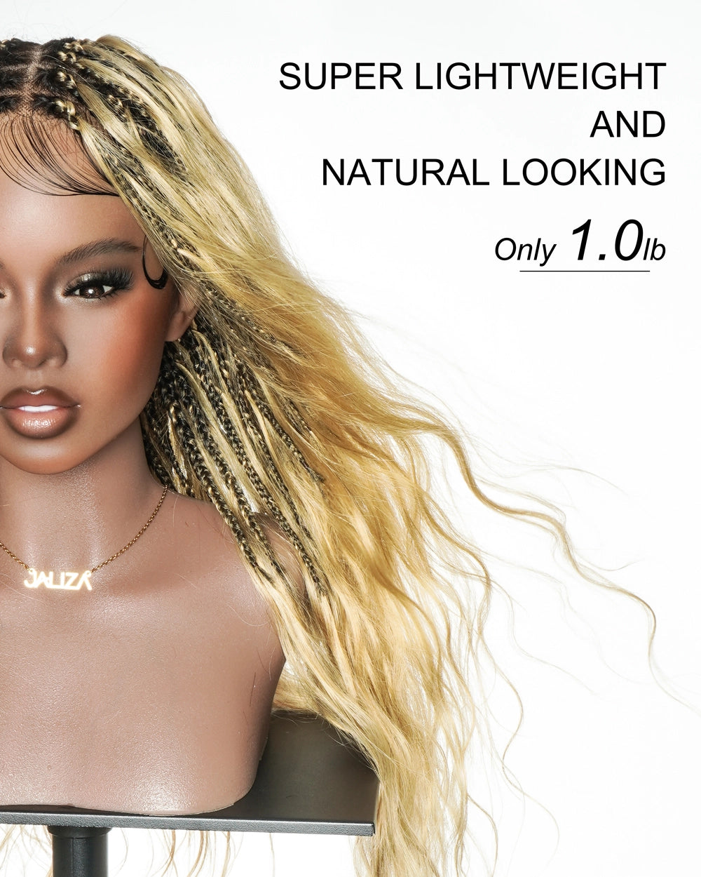 Michelle Salon-Style Honey Blond Glueless Boho Box Braided Wig