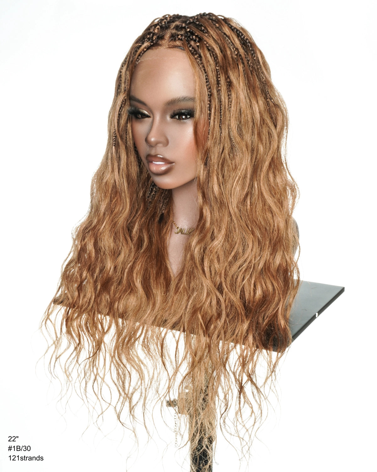 Michelle - 22" Ombre Brown Glueless Boho Box Braided Wig