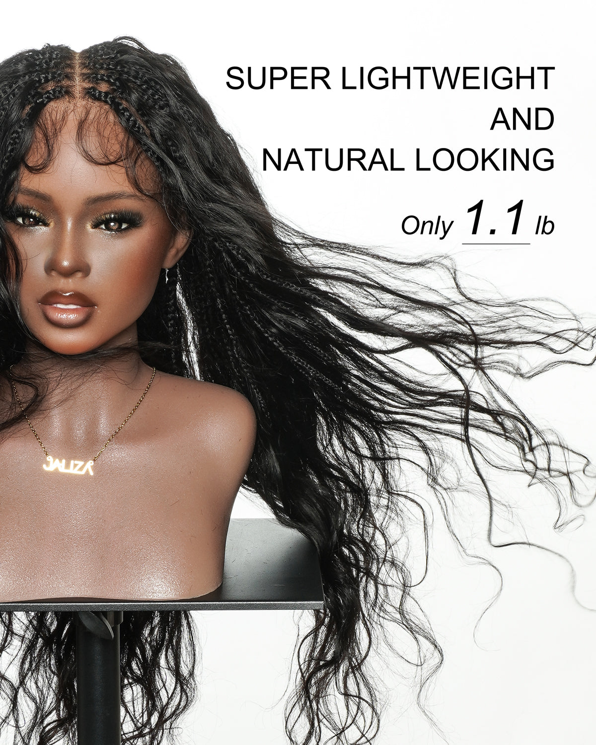 Michelle Luxury 30" 250 Density Pre Bleached HD Full Lace Bora Bora Boho Box Braided Wig With Human Hair Boho Curls