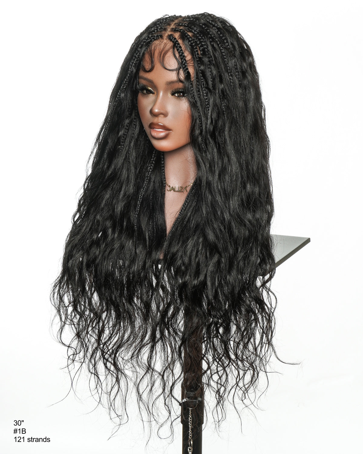 Michelle Luxury 30" 250 Density Pre Bleached HD Full Lace Bora Bora Boho Box Braided Wig With Human Hair Boho Curls