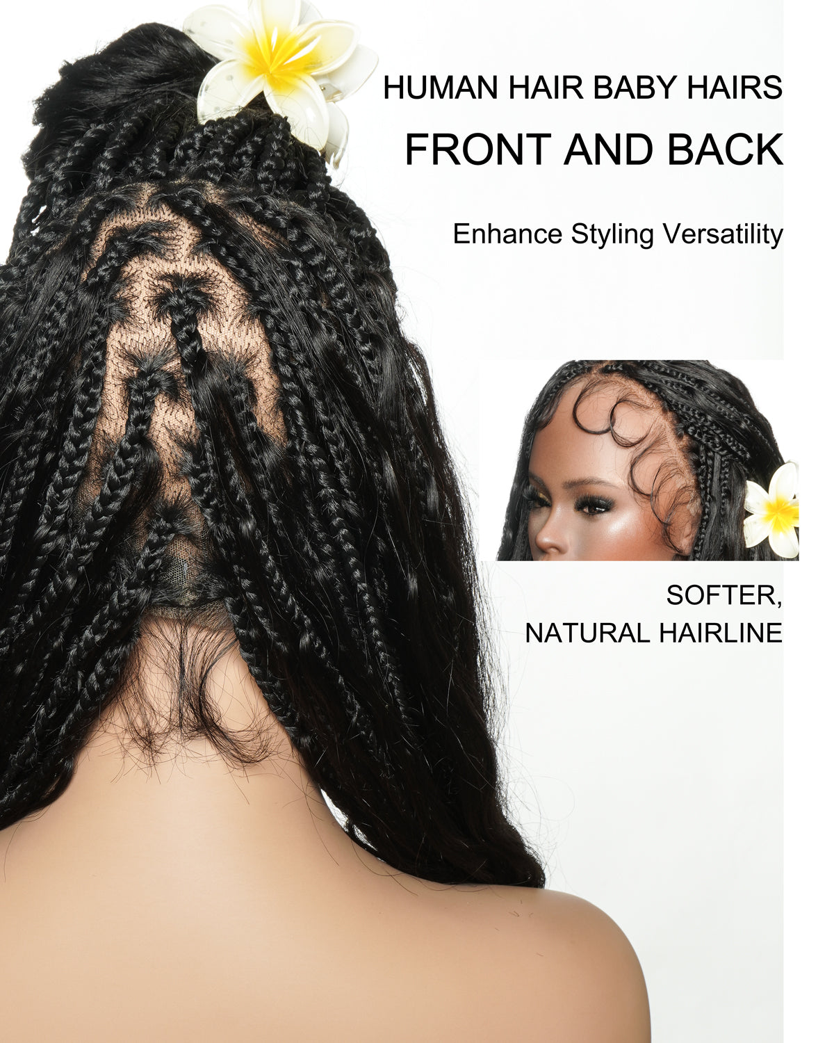 Michelle Luxury 30" 250 Density Pre Bleached HD Full Lace Bora Bora Boho Box Braided Wig With Human Hair Boho Curls