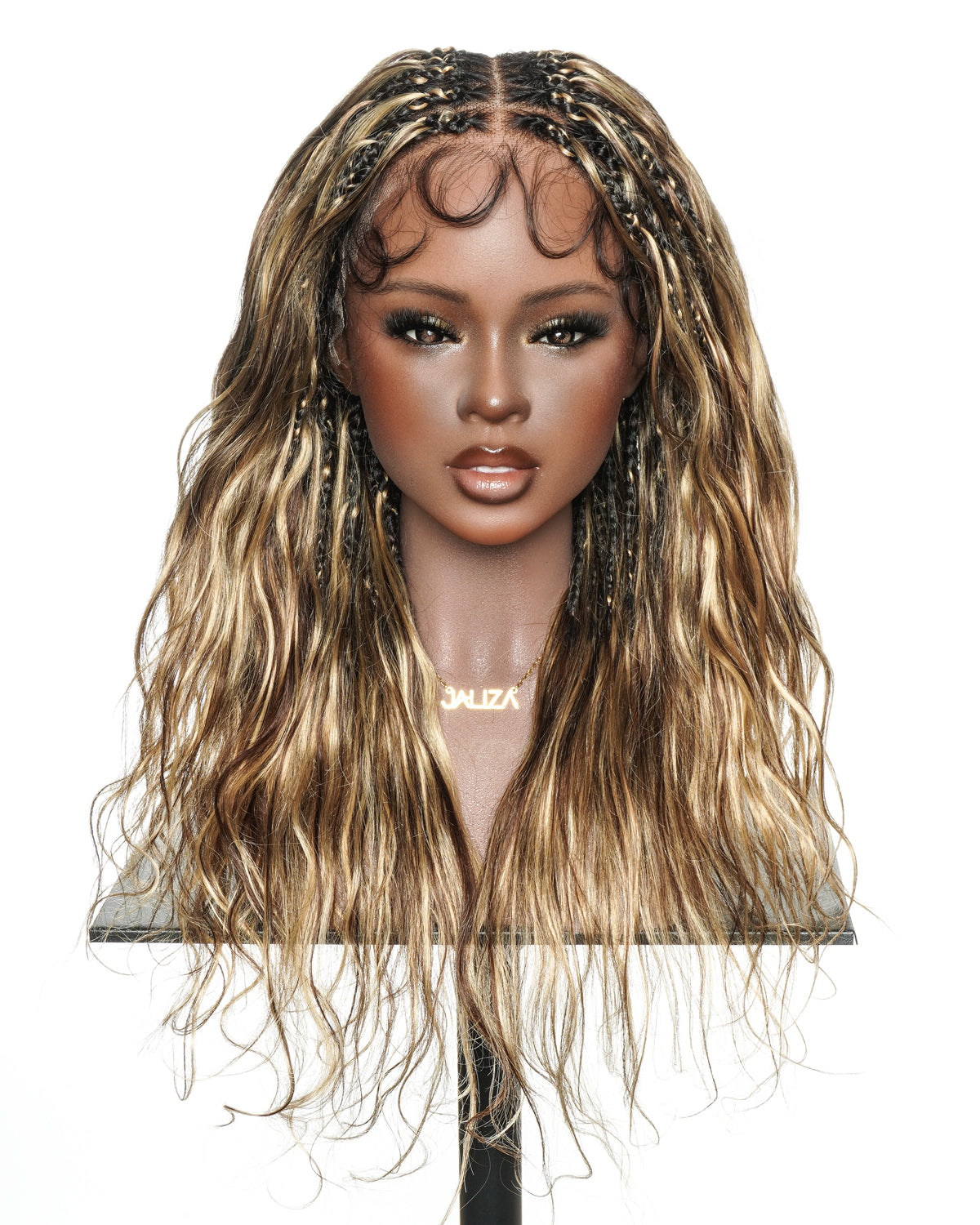 Michelle - Sun-Kissed Caramel Blend Mixed Color 4/27 Pre Bleached Body Wave Boho Braided Wig
