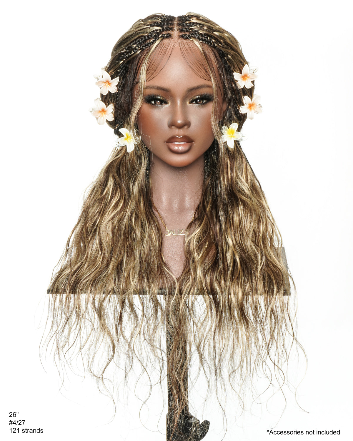 Michelle - Sun-Kissed Caramel Blend Mixed Color 4/27 Pre Bleached Body Wave Boho Braided Wig