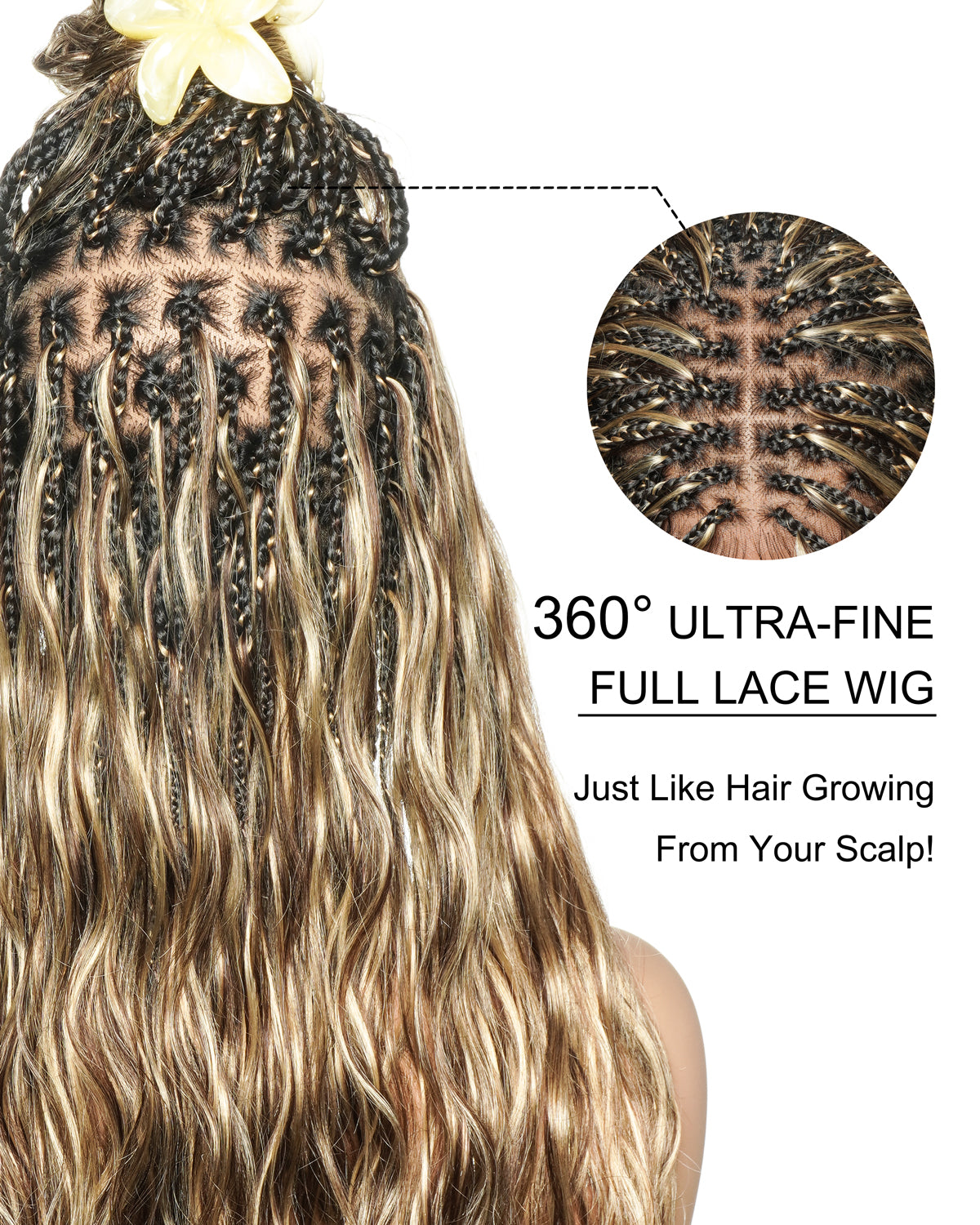 Custom Design Human Hair Body Wave Boho Braided Wig - 121 Strands