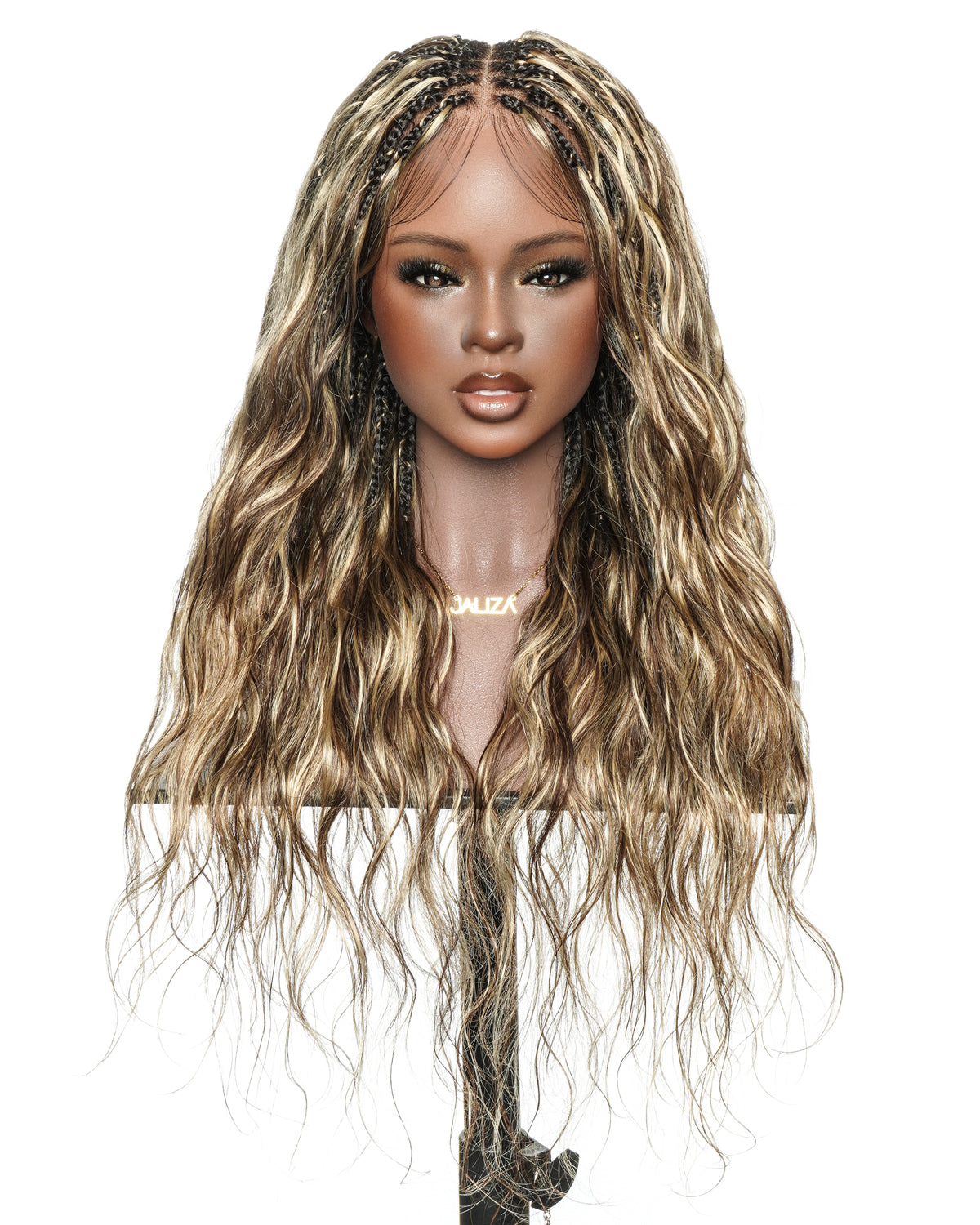 Michelle - Sun-Kissed Caramel Blend Mixed Color 4/27 Pre Bleached Body Wave Boho Braided Wig