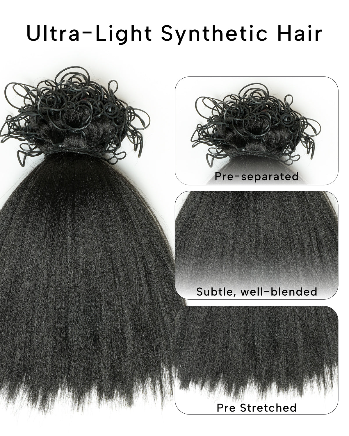 Michelle Braiding Hair Kit - Salon Solution Pre-Separated Human Hair Bulk Hair & Synthetic Fiber