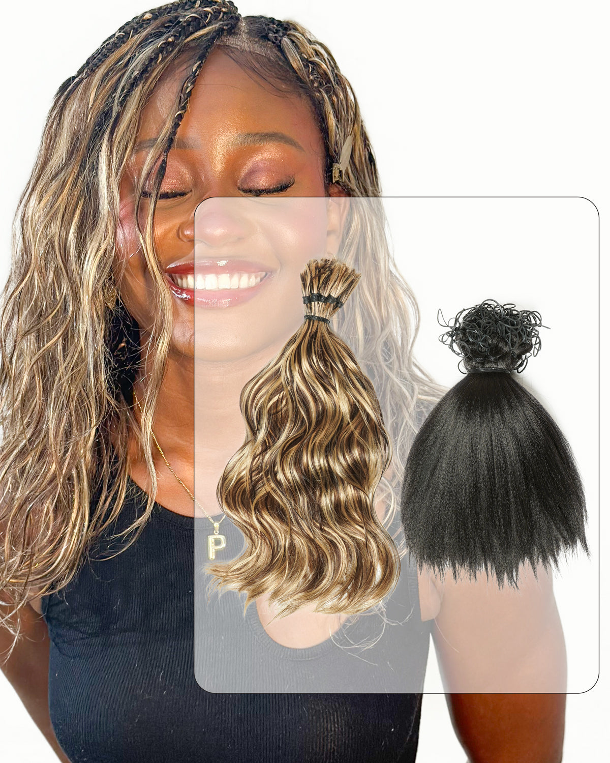 Michelle Braiding Hair Kit - Salon Solution Pre-Separated Human Hair Bulk Hair & Synthetic Fiber