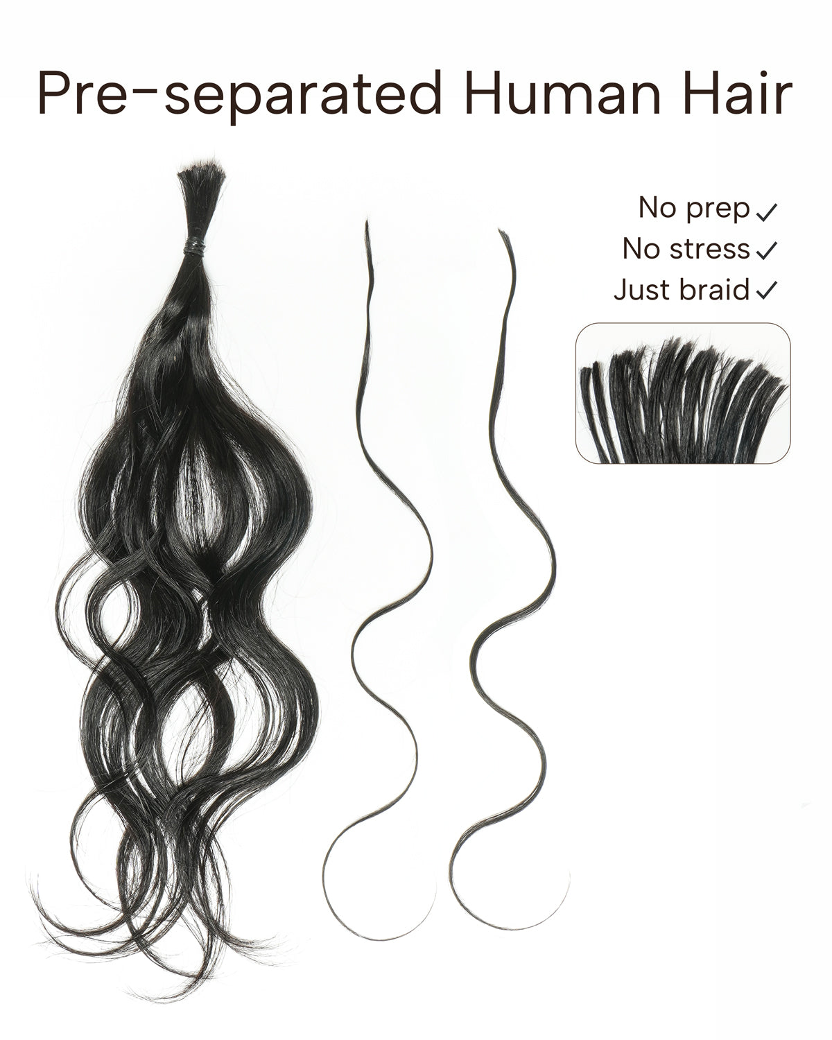 Michelle Braiding Hair Kit - Salon Solution Pre-Separated Human Hair Bulk Hair & Synthetic Fiber