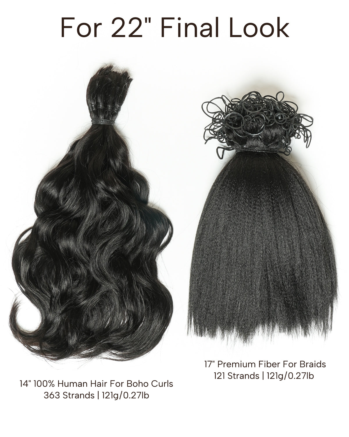 Michelle Braiding Hair Kit - Salon Solution Pre-Separated Human Hair Bulk Hair & Synthetic Fiber