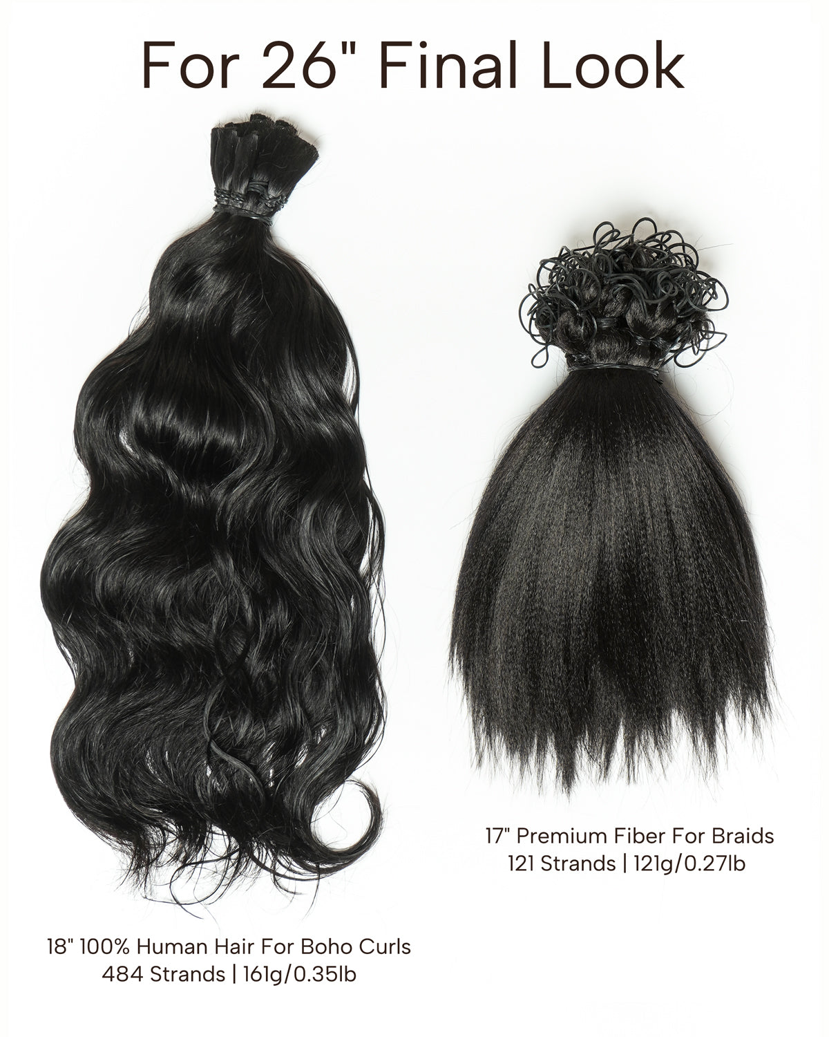 Michelle Braiding Hair Kit - Salon Solution Pre-Separated Human Hair Bulk Hair & Synthetic Fiber