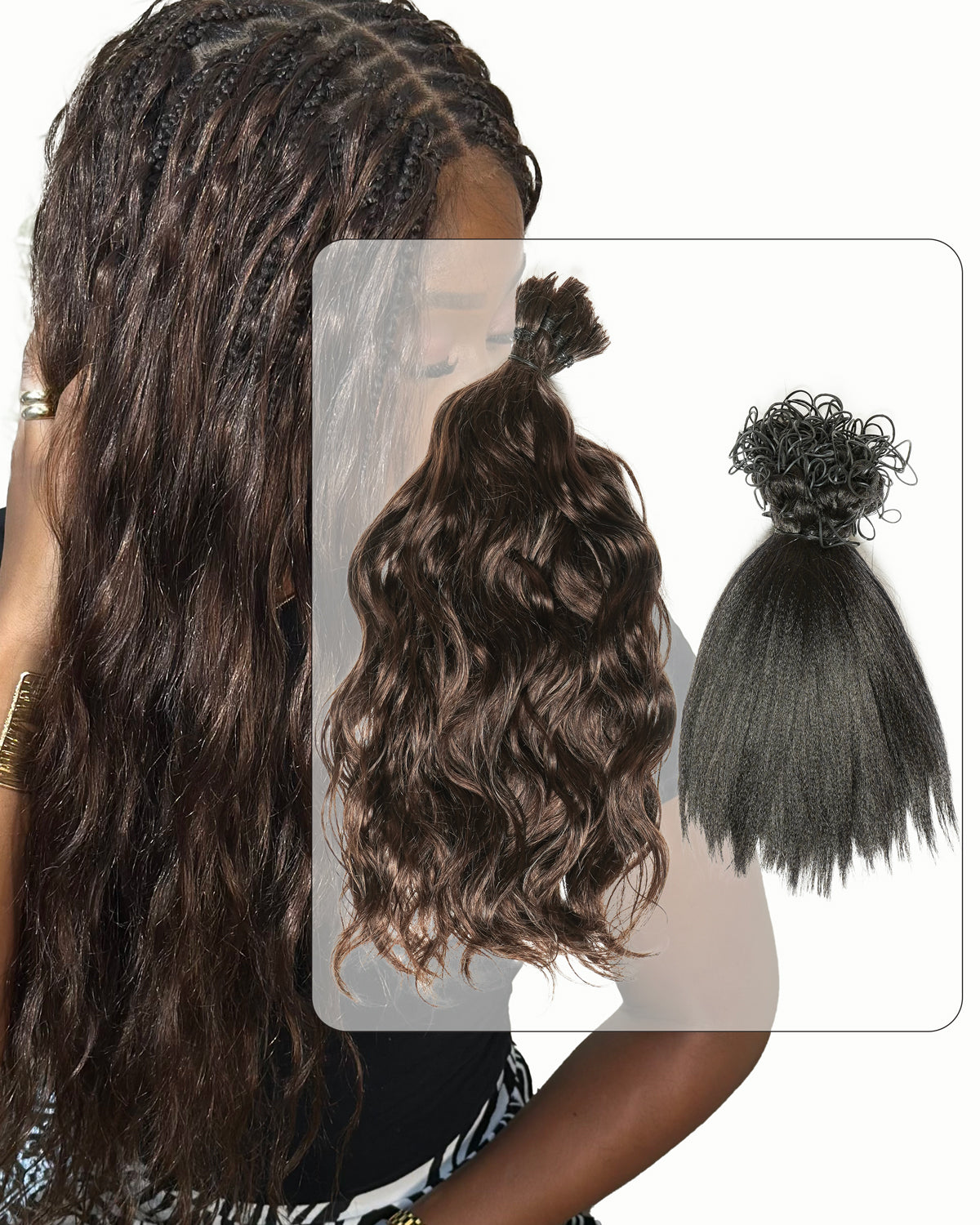 Michelle Braiding Hair Kit - Salon Solution Pre-Separated Human Hair Bulk Hair & Synthetic Fiber