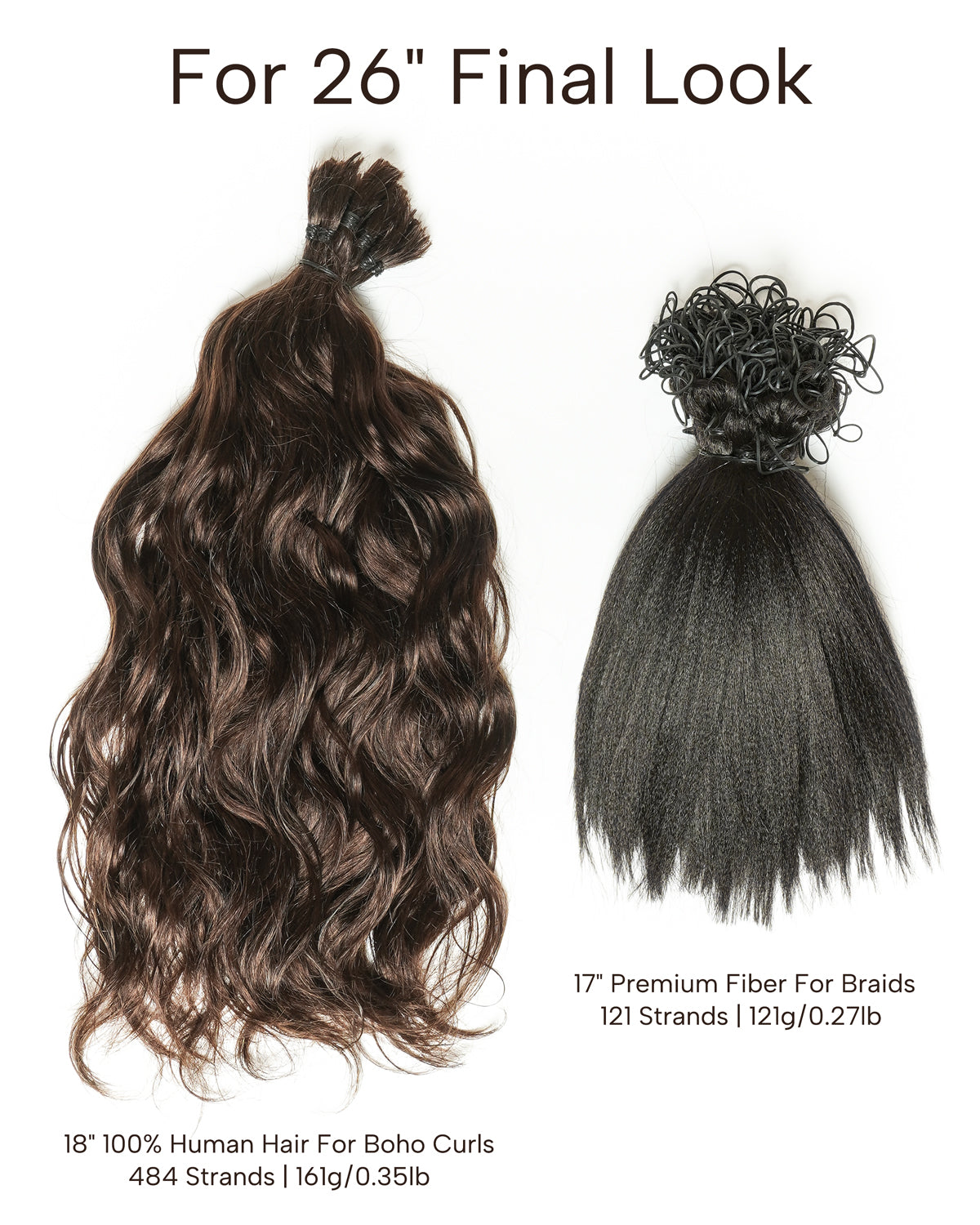 Michelle Braiding Hair Kit - Salon Solution Pre-Separated Human Hair Bulk Hair & Synthetic Fiber