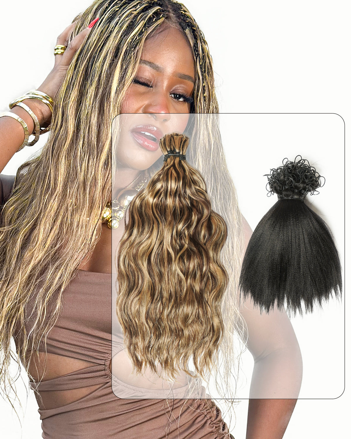 Michelle Braiding Hair Kit - Salon Solution Pre-Separated Human Hair Bulk Hair & Synthetic Fiber