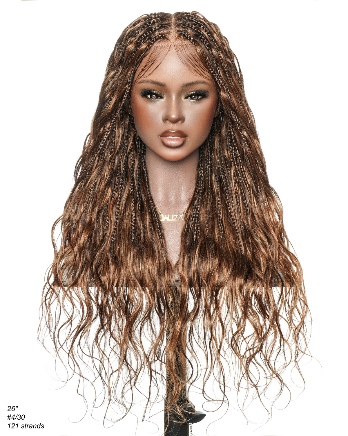 Michelle - Braided Wig Bora Bora Human Hair Body Wave Pre Bleached HD Full Lace Boho Box Braids