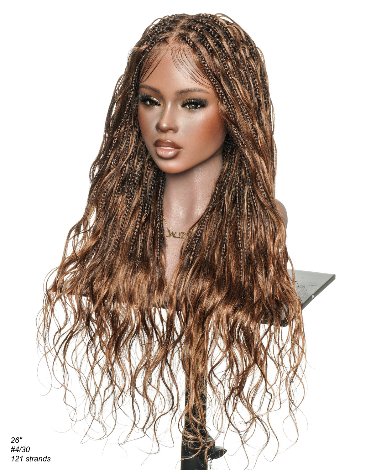 Michelle - Braided Wig Bora Bora Human Hair Body Wave Pre Bleached HD Full Lace Boho Box Braids