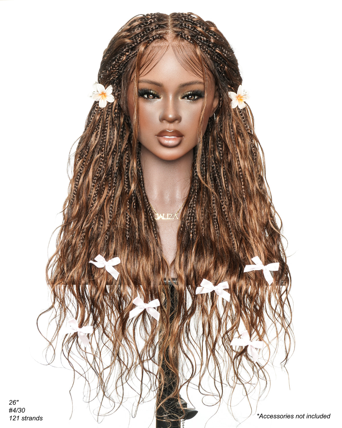 Michelle - Braided Wig Bora Bora Human Hair Body Wave Pre Bleached HD Full Lace Boho Box Braids