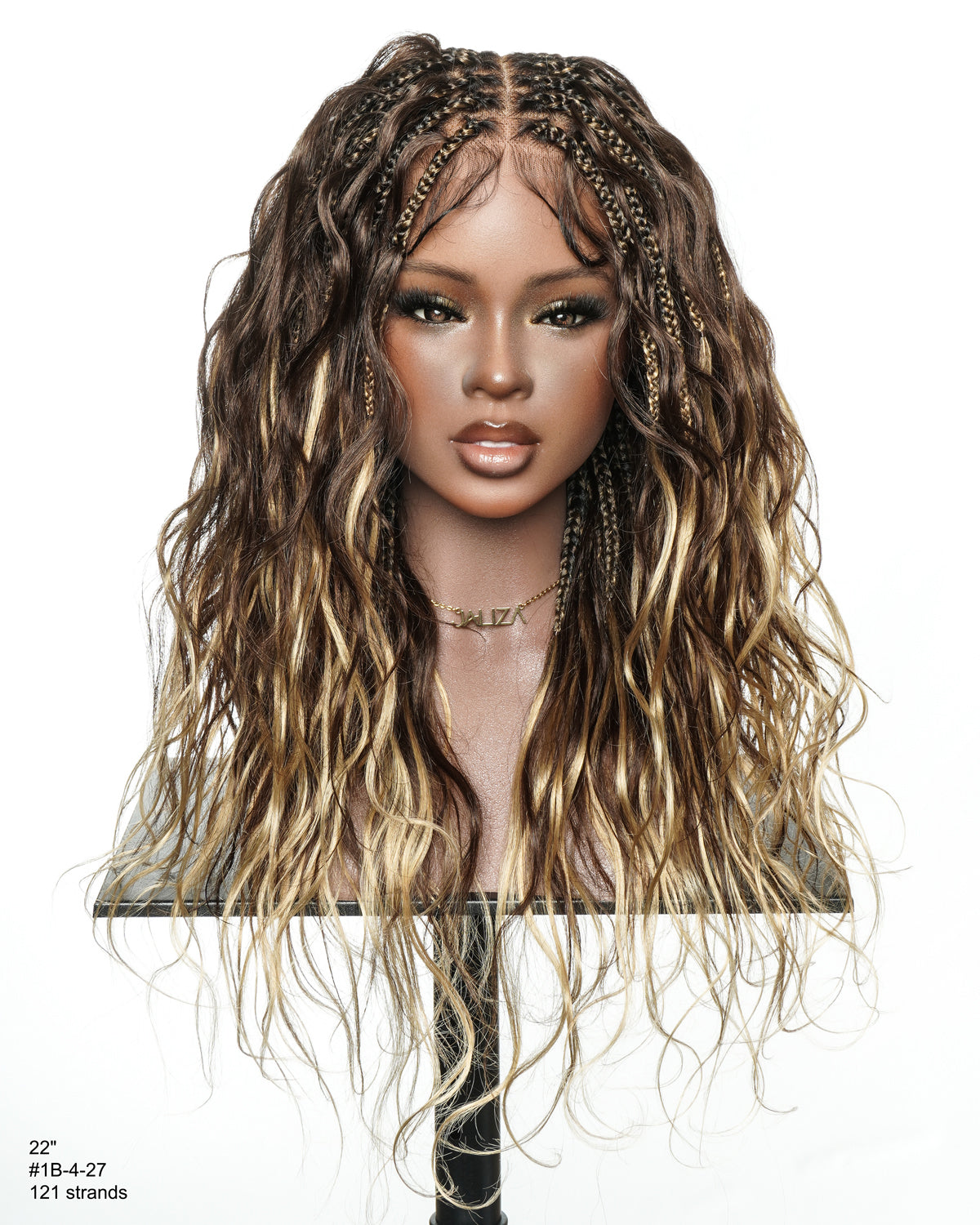 Michelle - 22" Salon-Style Balayage Ombre 1B-4-27 Glueless Boho Box Braided Wig