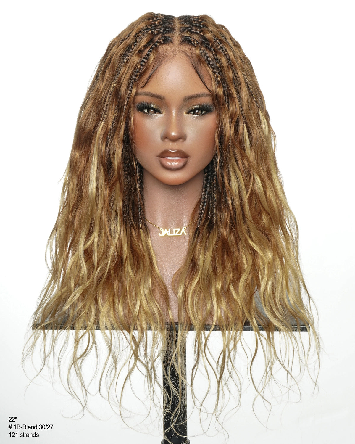 Michelle - 22" Salon-Style Balayage Ombre 30-27 Glueless Boho Box Braided Wig