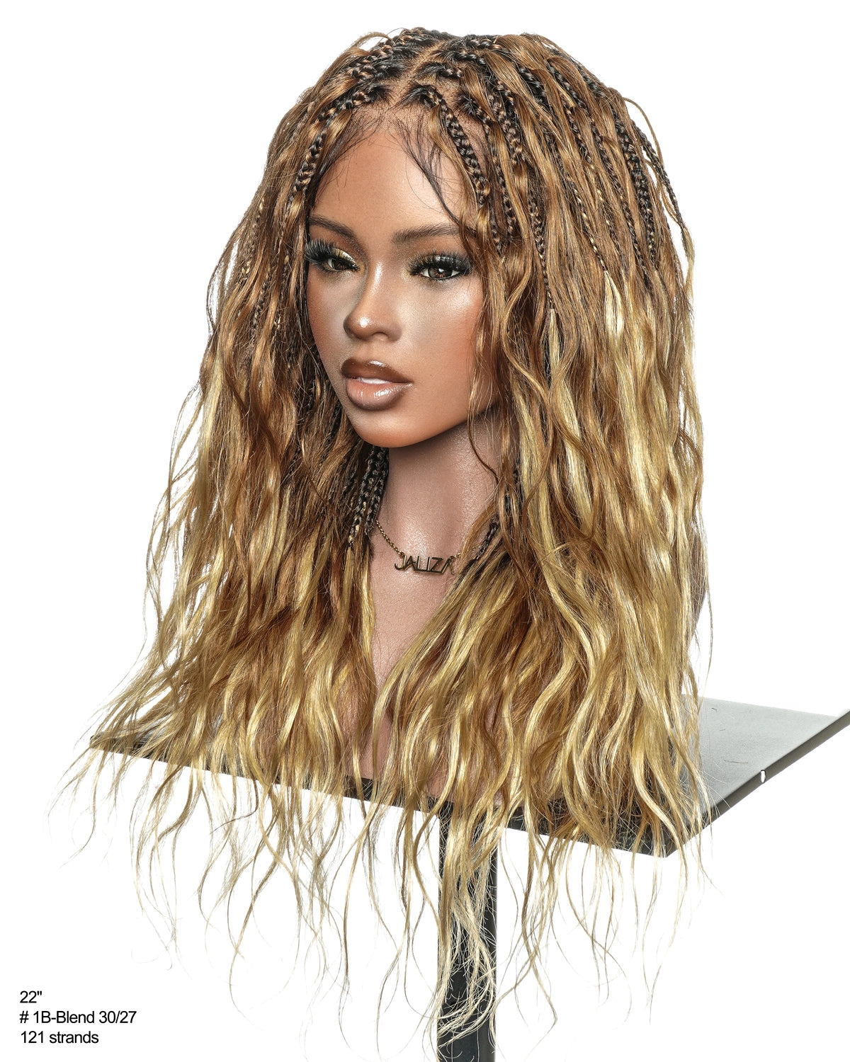 Michelle - 22" Salon-Style Balayage Ombre 30-27 Glueless Boho Box Braided Wig