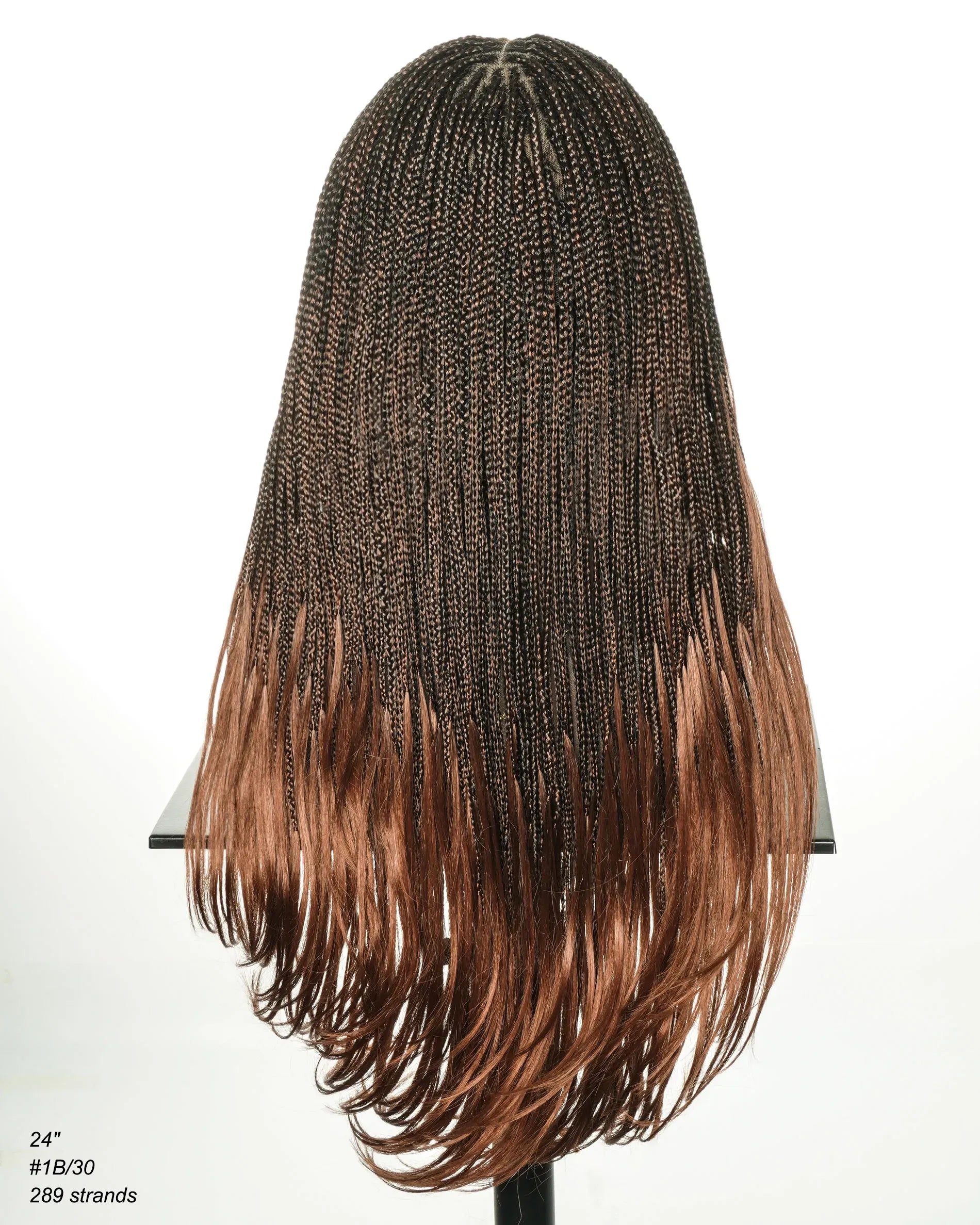 24" Micro Box 289 Strands Pre-Bleached Swiss HD Full Lace Braided Wig with Curly Ends