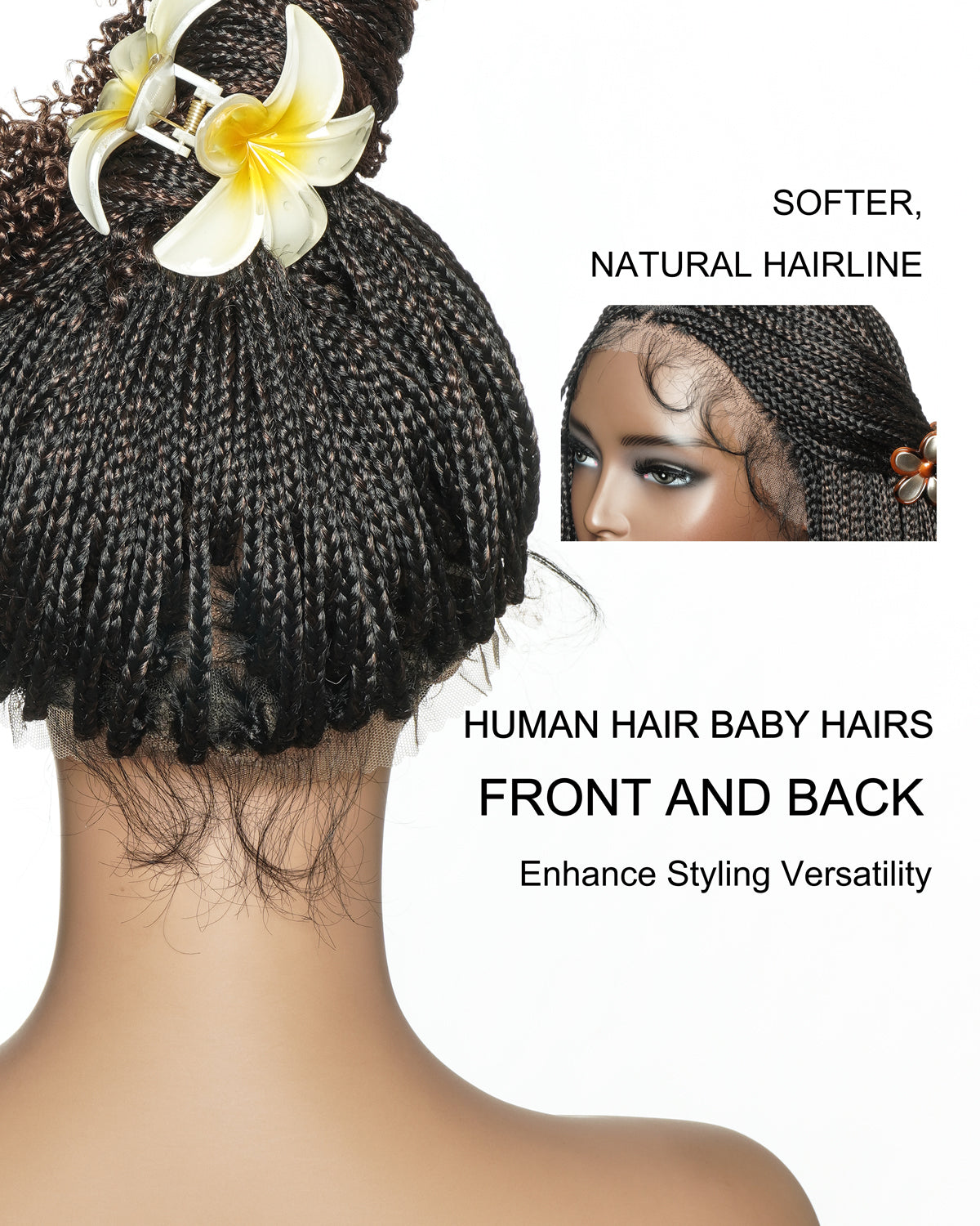 Bona - 14" Knotless Micro Box HD Full Lace Braided Wig With Curly Ends