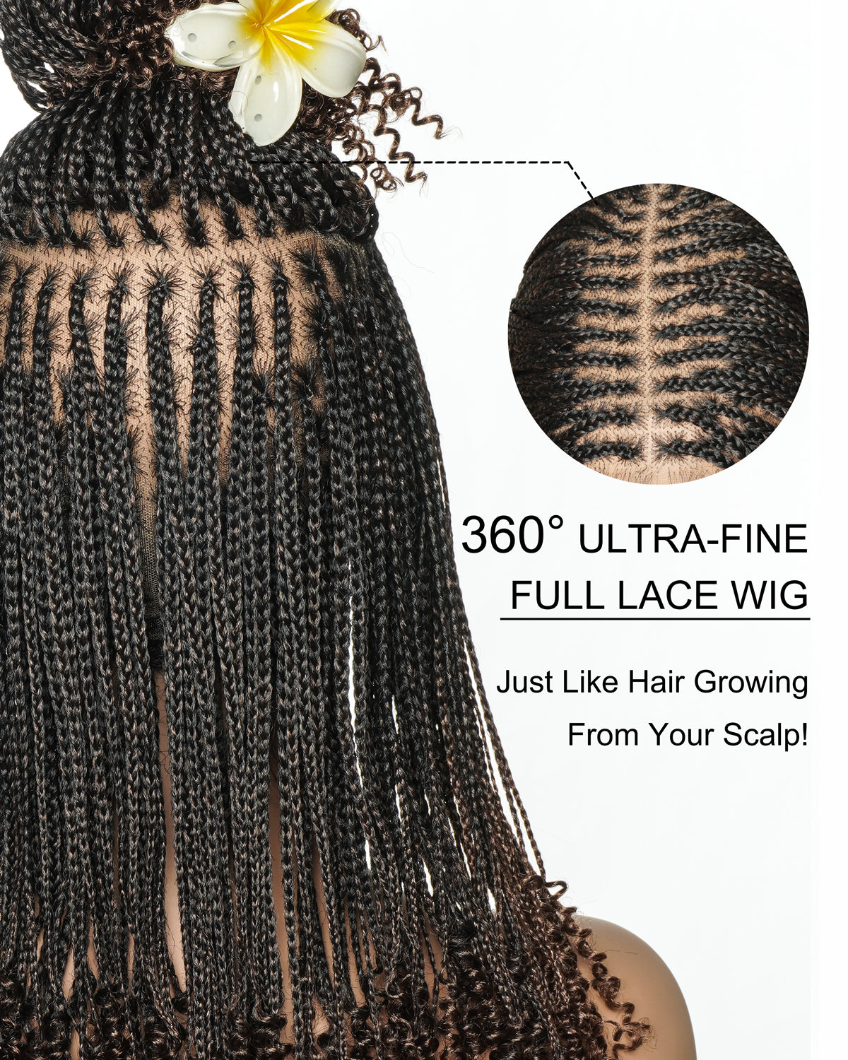 Tina - Senegalese Mini Twist Braided Wig 14" Full Hand-tied Swiss HD Lace With Curly Ends - Human Baby Hair