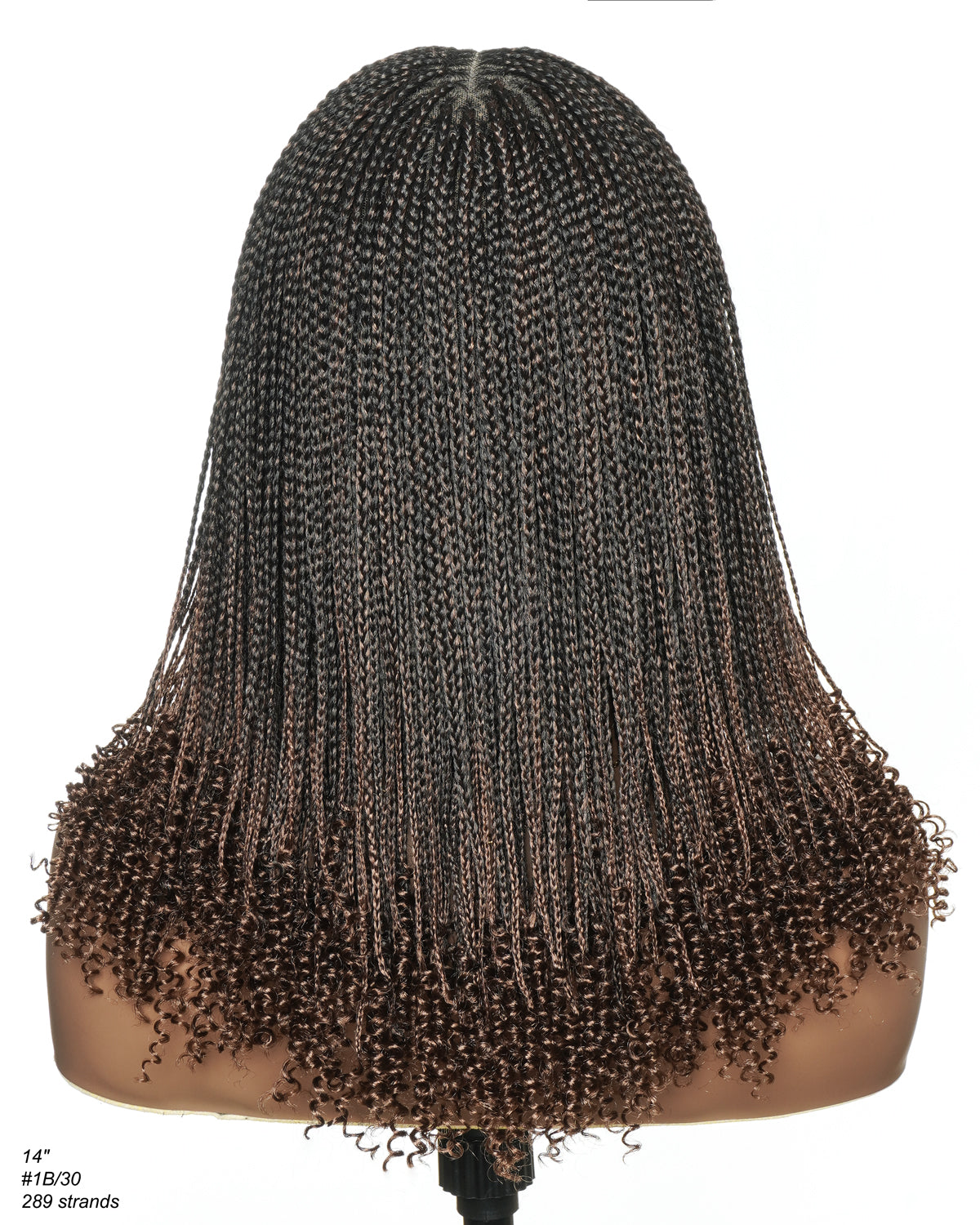 Tina - Senegalese Mini Twist Braided Wig 14" Full Hand-tied Swiss HD Lace With Curly Ends - Human Baby Hair