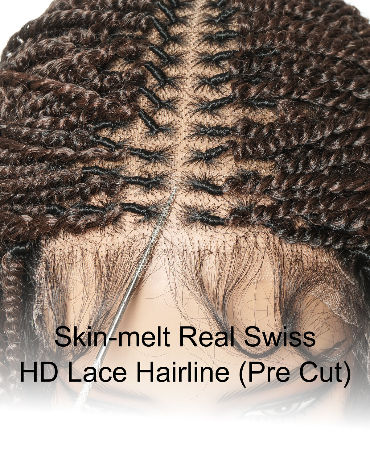 Tina - Senegalese Mini Twist Braided Wig 14" Full Hand-tied HD Lace With Curly Ends - Human Baby Hair