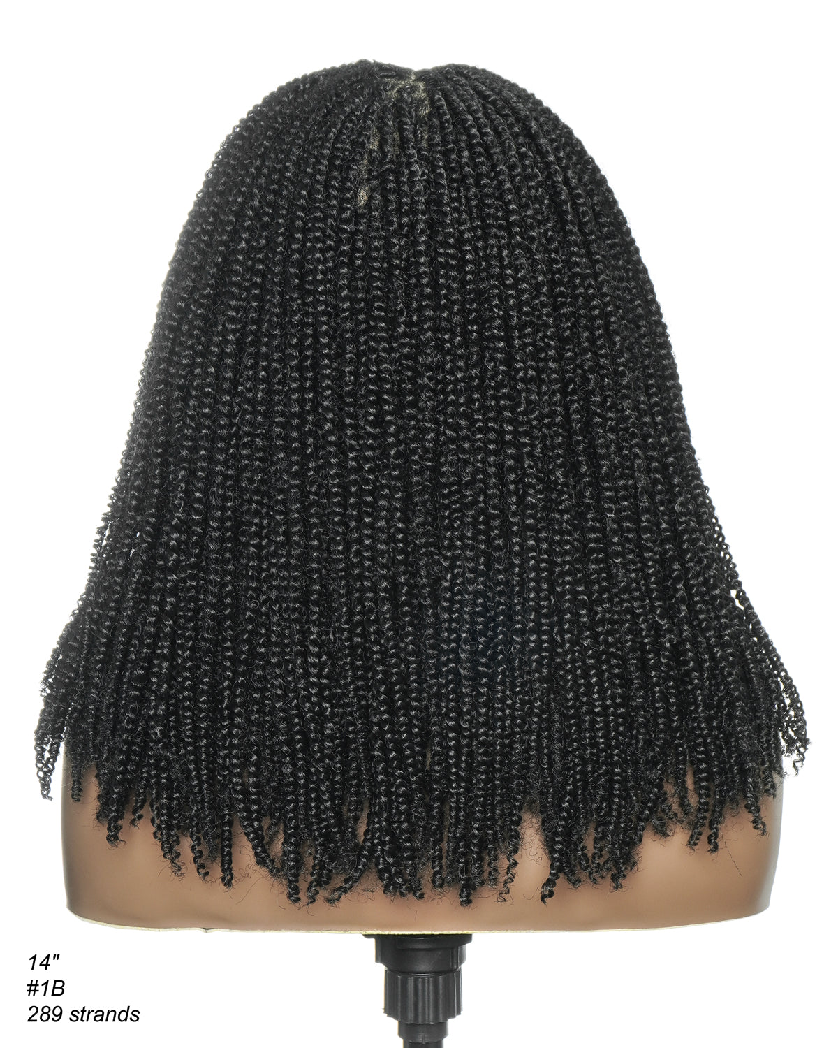 Tina - Senegalese Mini Twist Braided Wig 14" Full Hand-tied HD Lace With Curly Ends - Human Baby Hair