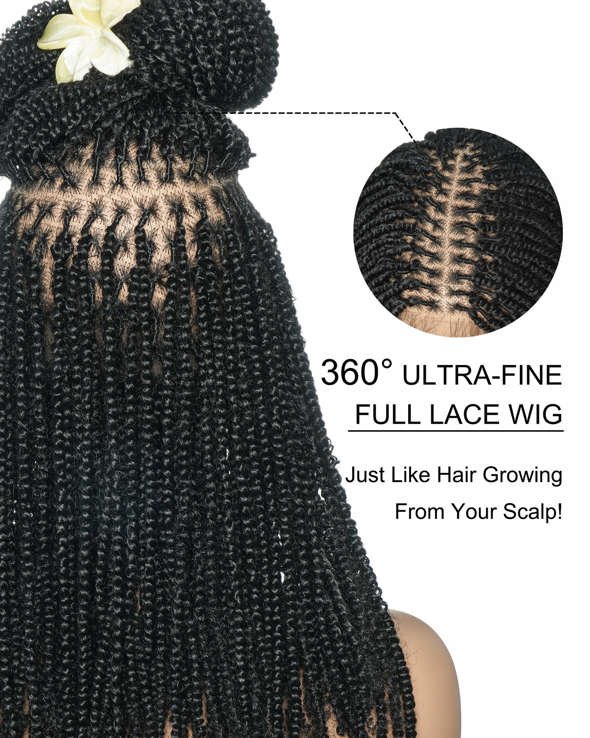 Tina - Senegalese Mini Twist Braided Wig 14" Full Hand-tied HD Lace With Curly Ends - Human Baby Hair