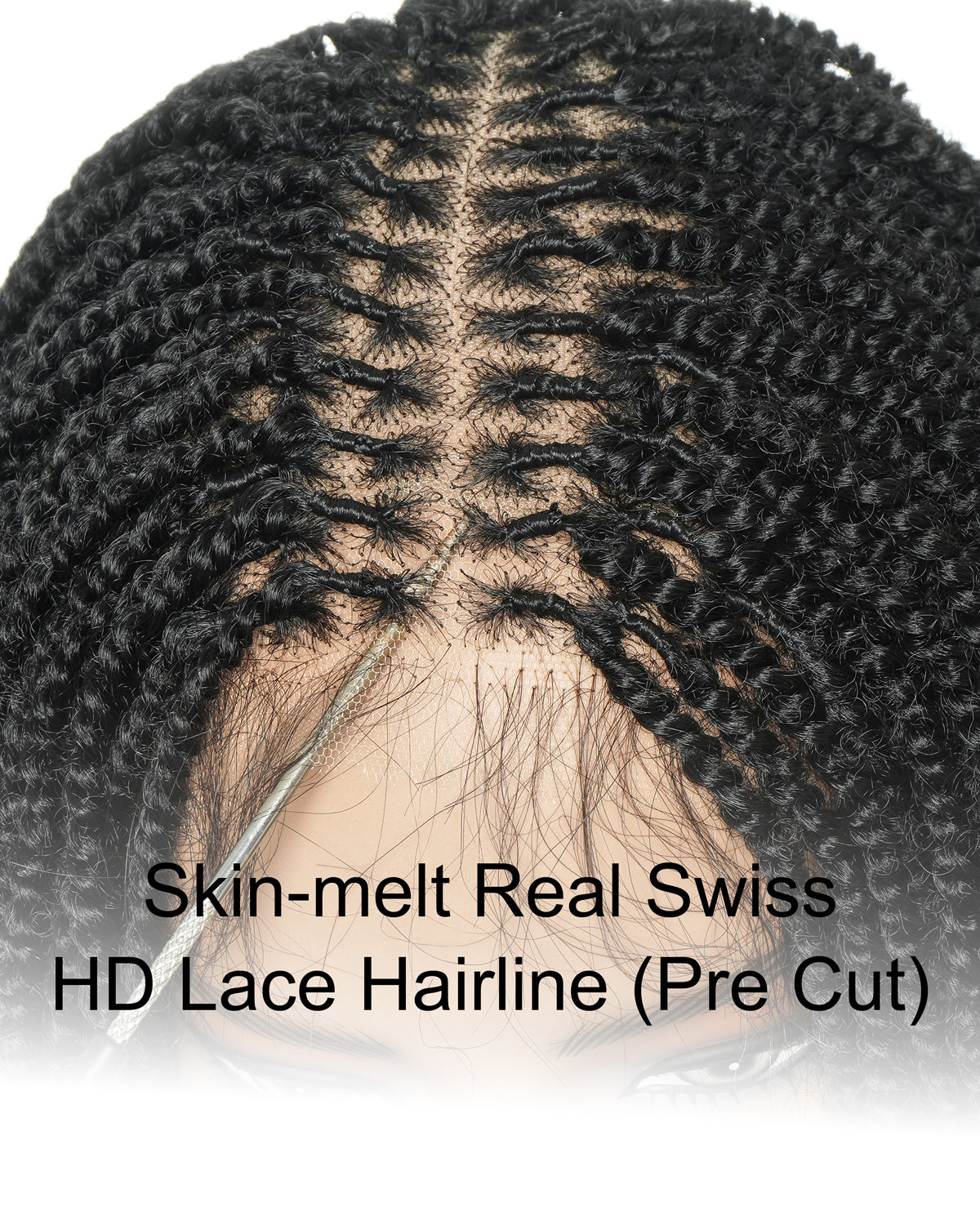 Tina - Senegalese Mini Twist Braided Wig 14" Full Hand-tied HD Lace With Curly Ends - Human Baby Hair