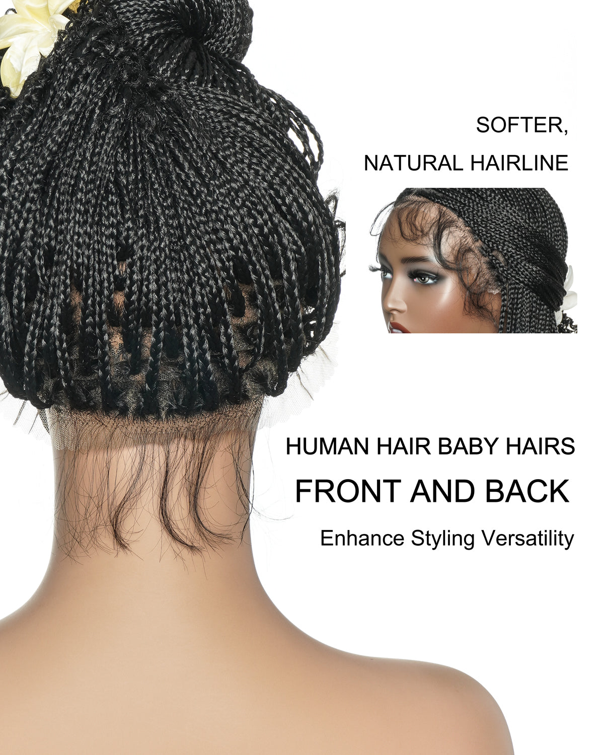 Bona - 14" Knotless Micro Box HD Full Lace Braided Wig With Curly Ends