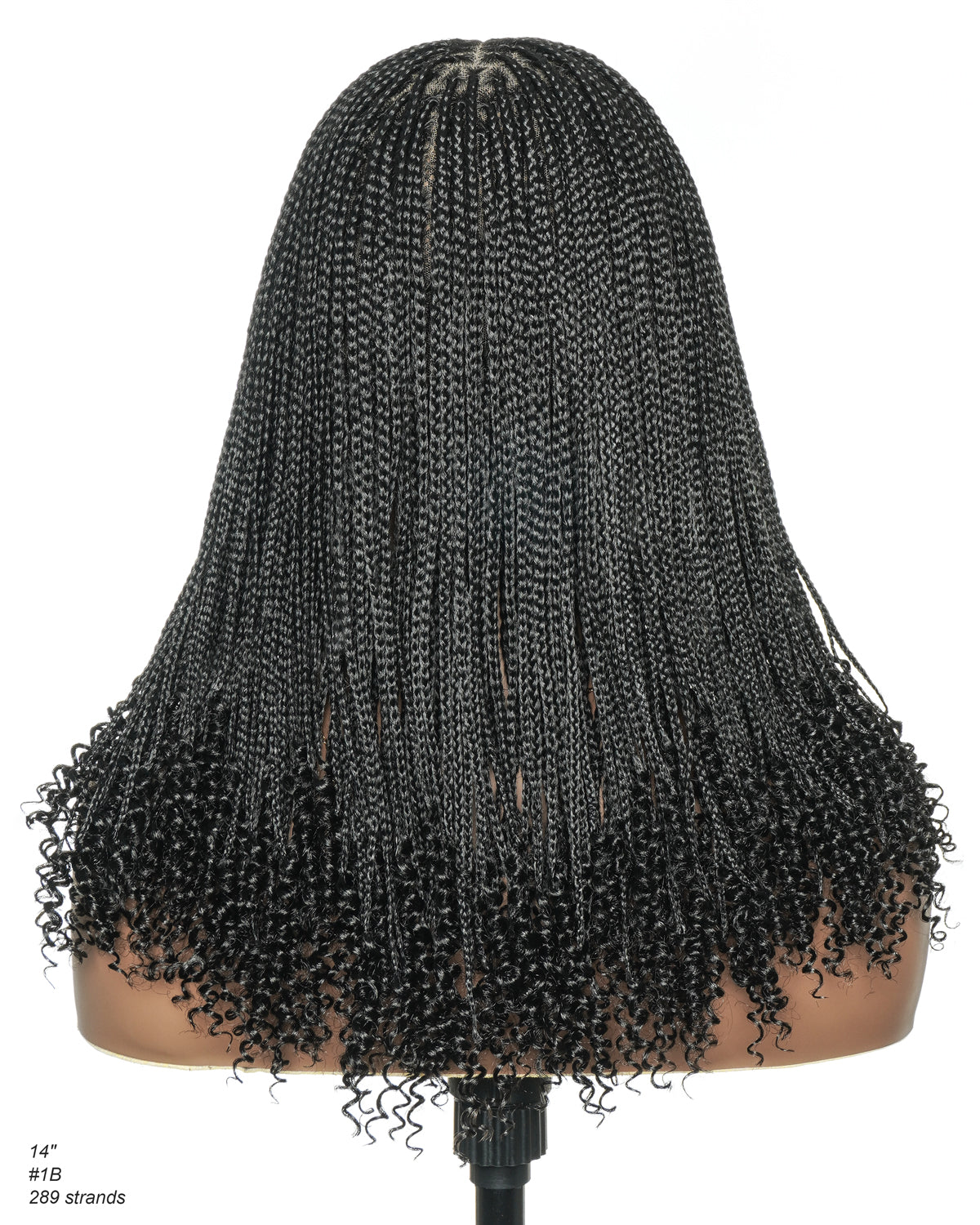 Tina - Senegalese Mini Twist Braided Wig 14" Full Hand-tied Swiss HD Lace With Curly Ends - Human Baby Hair