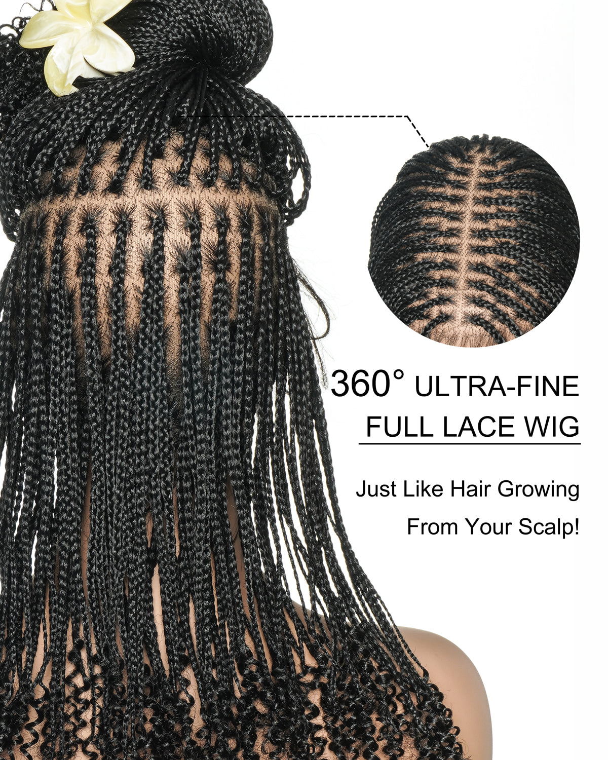 Tina - Senegalese Mini Twist Braided Wig 14" Full Hand-tied Swiss HD Lace With Curly Ends - Human Baby Hair