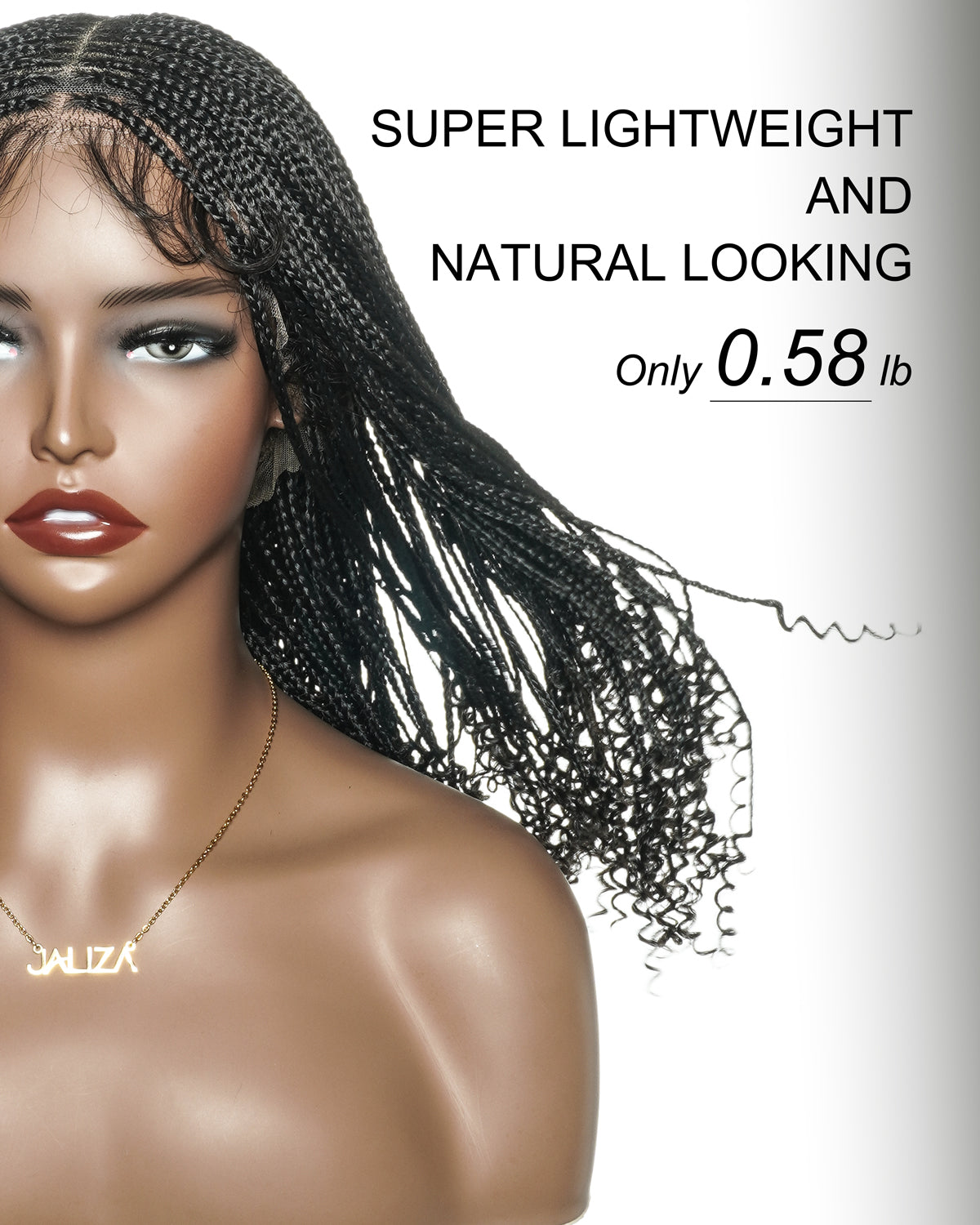 Tina - Senegalese Mini Twist Braided Wig 14" Full Hand-tied Swiss HD Lace With Curly Ends - Human Baby Hair