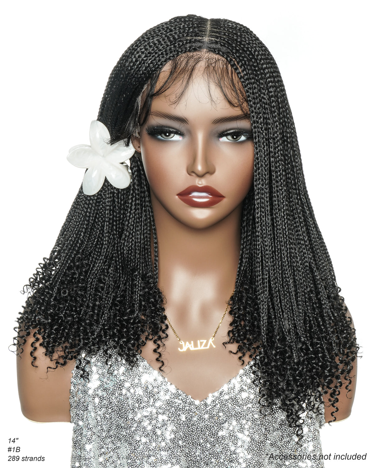 Bona - 14" Knotless Micro Box HD Full Lace Braided Wig With Curly Ends