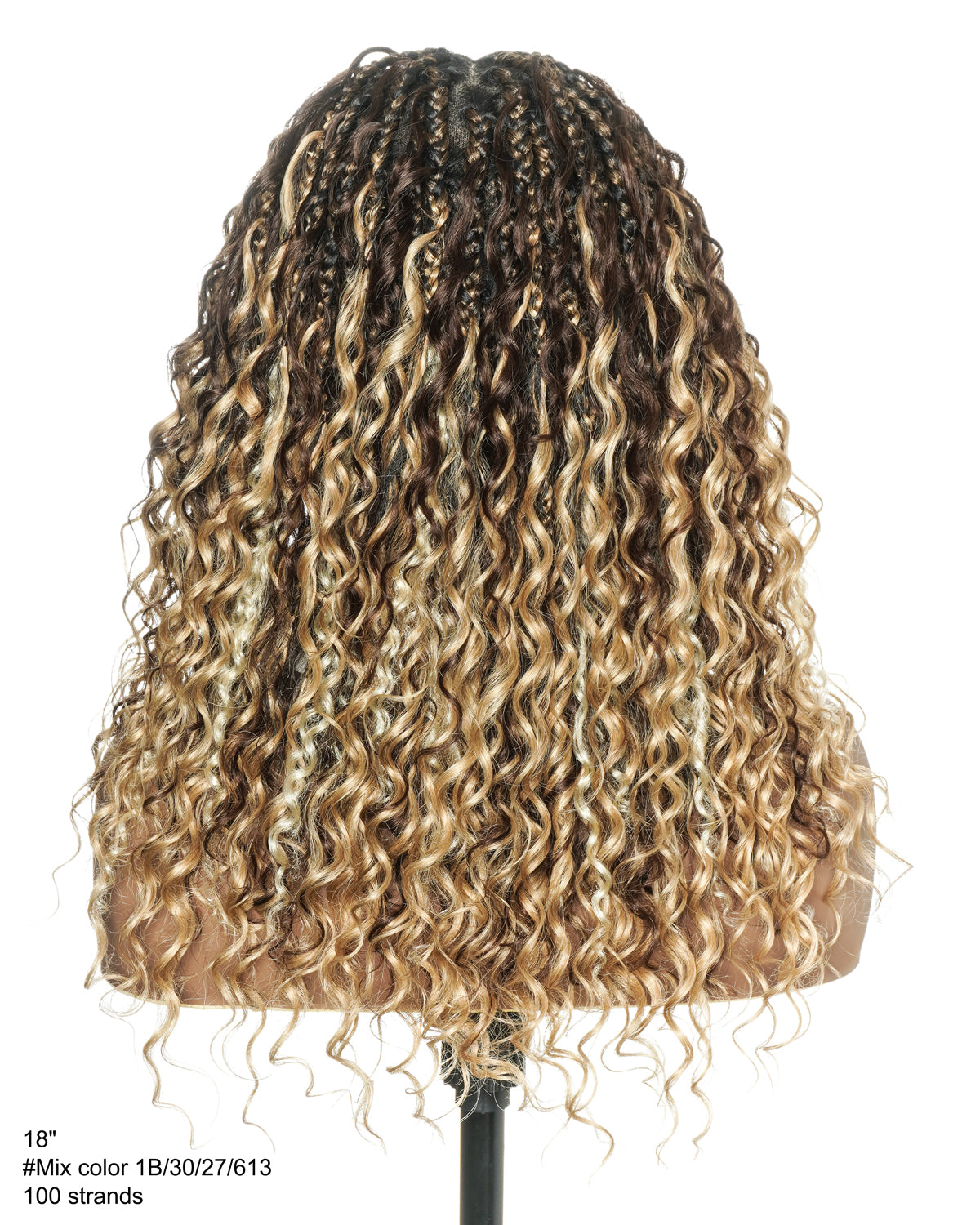 Solana - Human Hair Pre Bleached Lace Swiss HD Full Lace Blend Color 1B 4 30 27 613 Human Hair Boho Style Boho Box Braided Wig