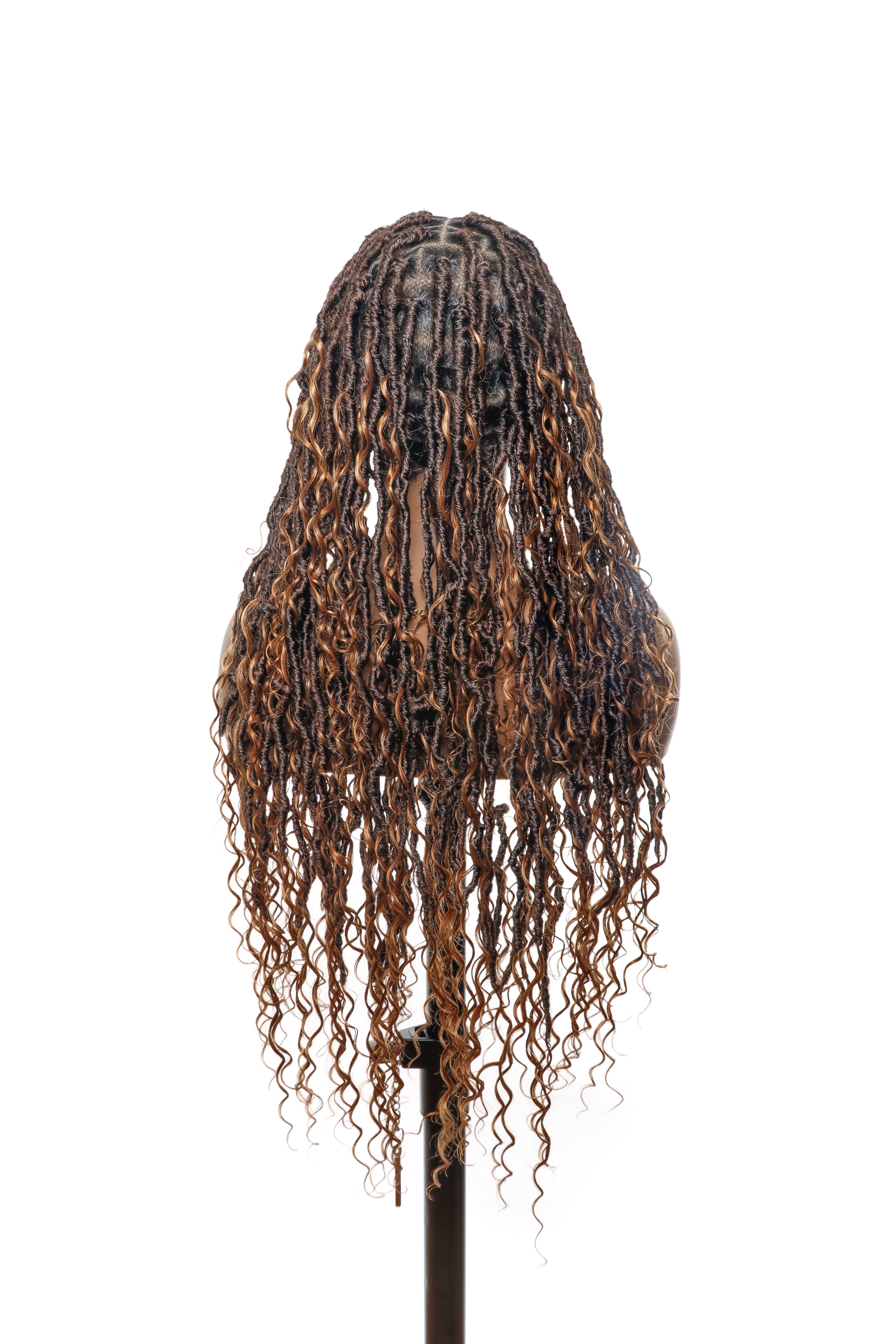 Locs Wig with Human Hair Boho Curls and Human Baby Hair