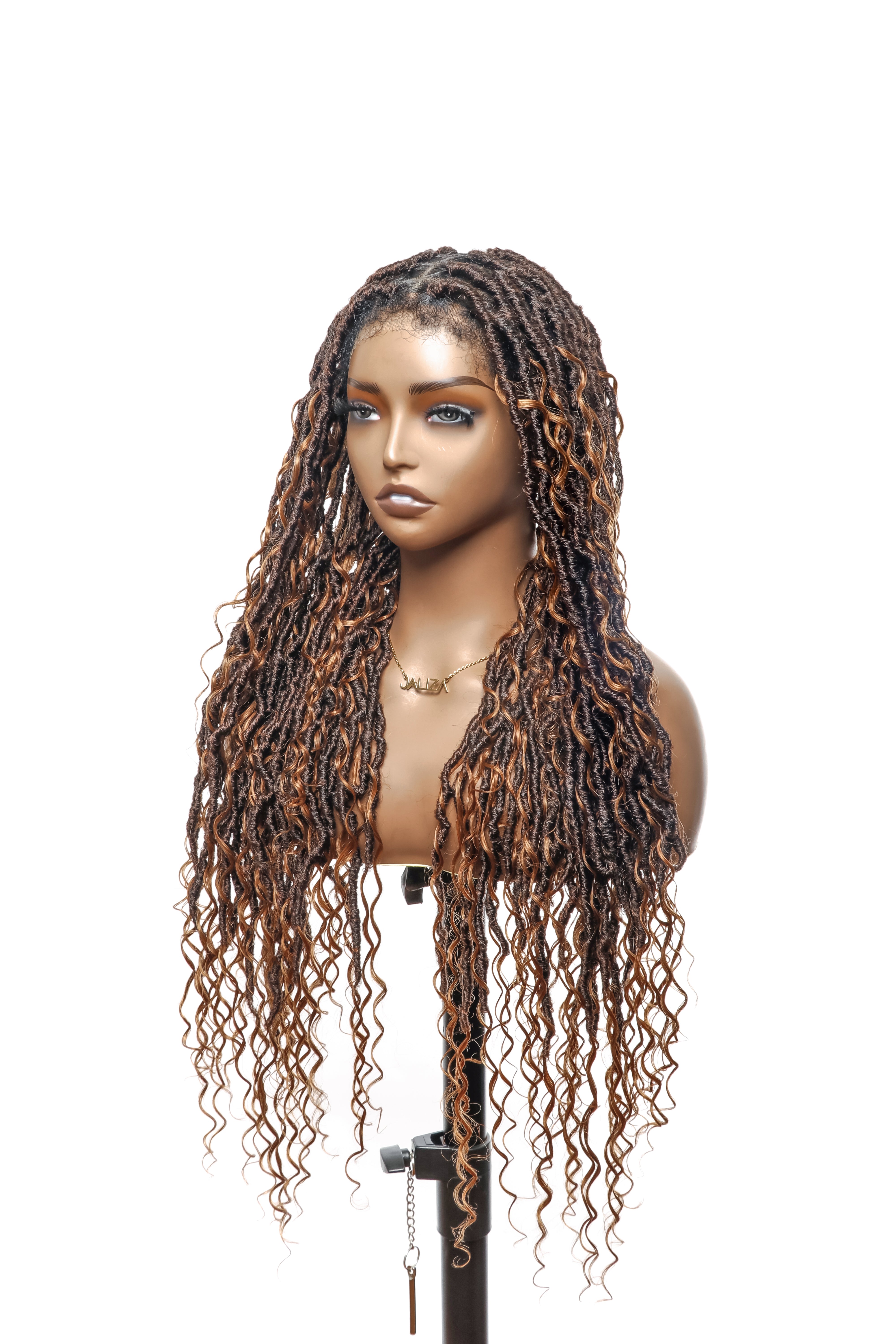 Locs Wig with Human Hair Boho Curls and Human Baby Hair