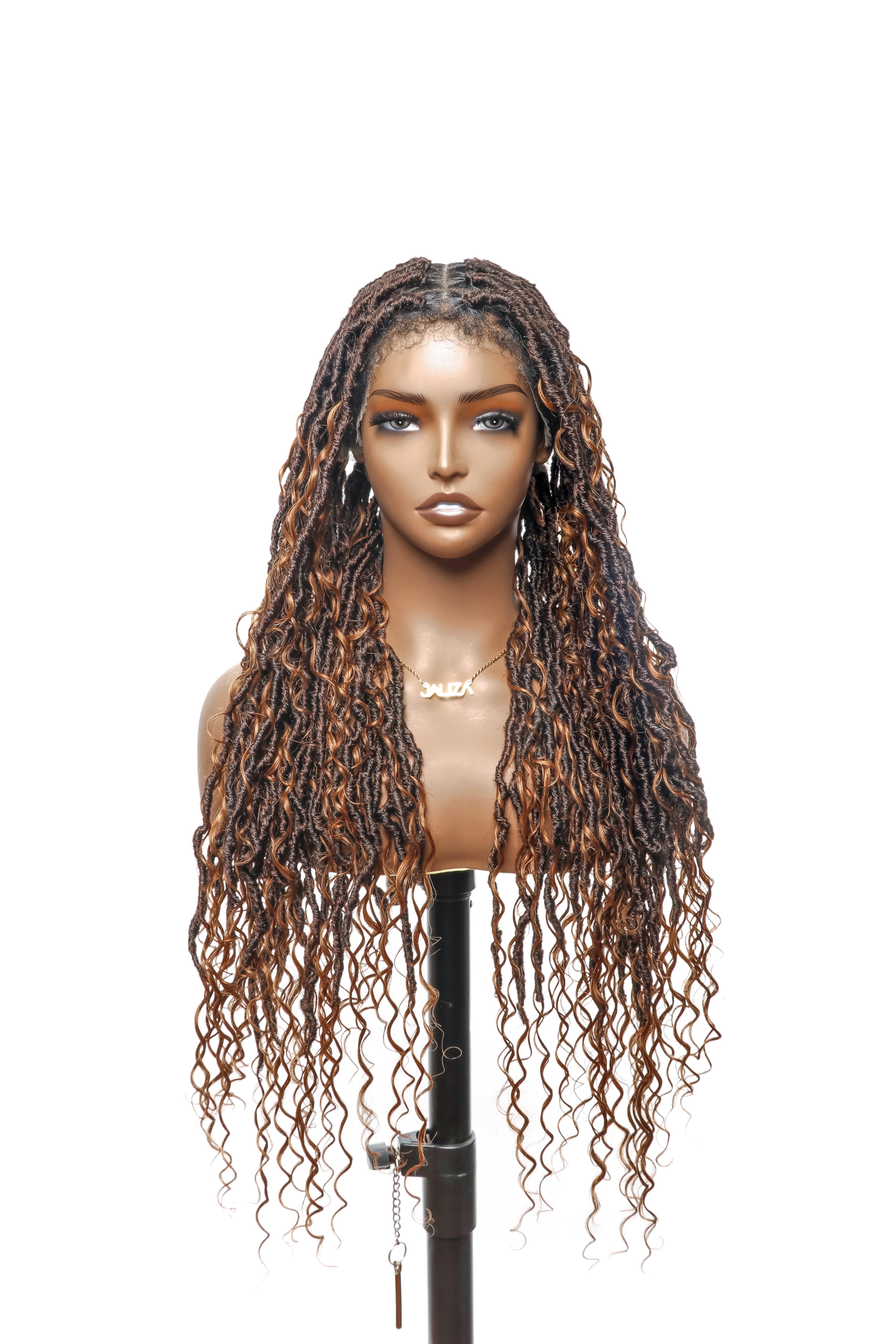 Locs Wig with Human Hair Boho Curls and Human Baby Hair