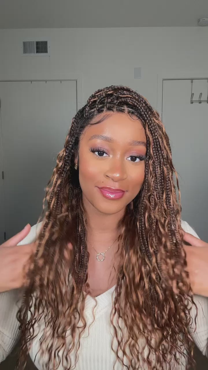 Kiki - 24" HD Full Lace Lightweight Human Hair Curls Boho Box Braided Wig