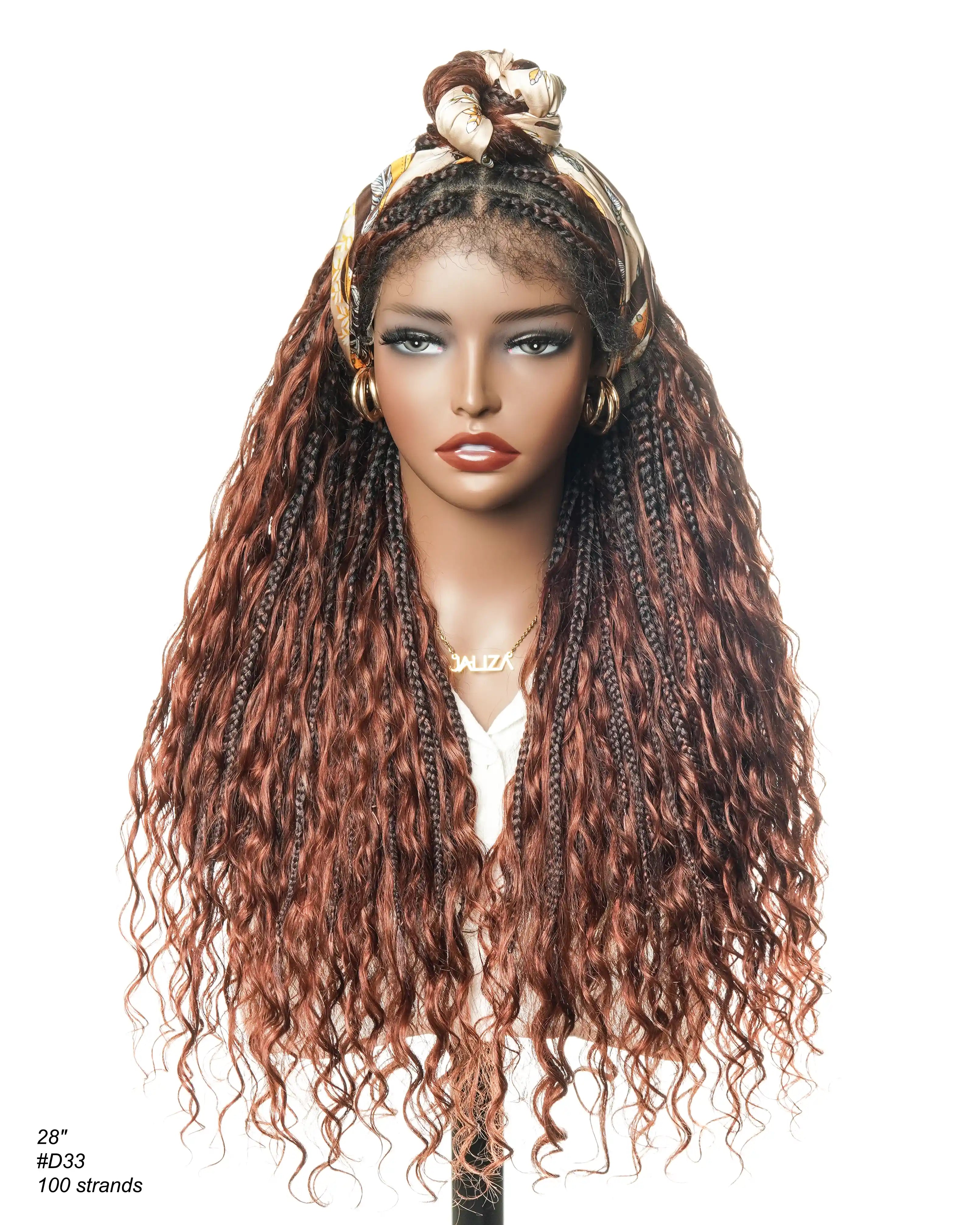 #33 Dark Auburn Brown reddish brown boho braided wig
